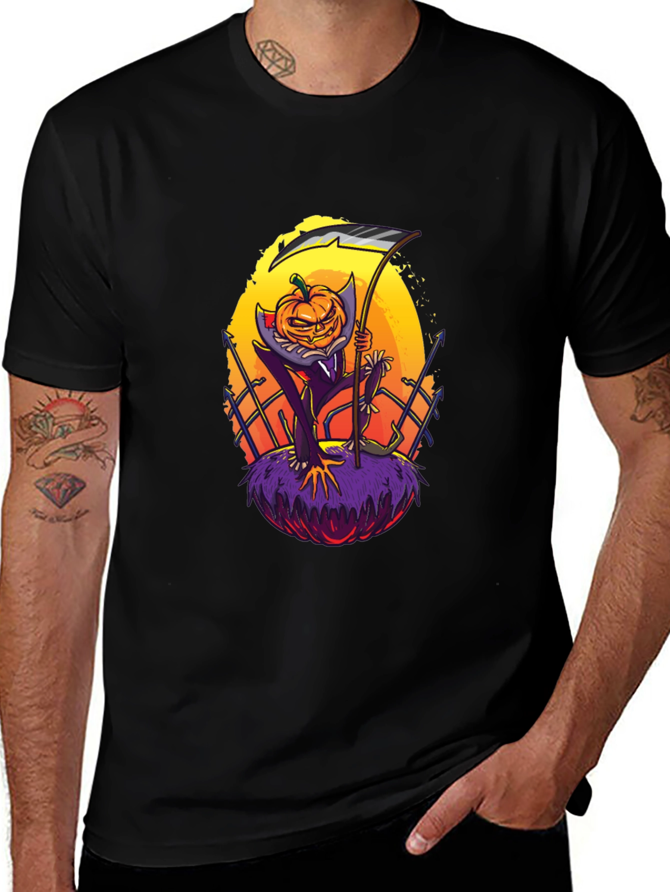 Pumpkin Reaper Graphic Tee - Halloween Shirt