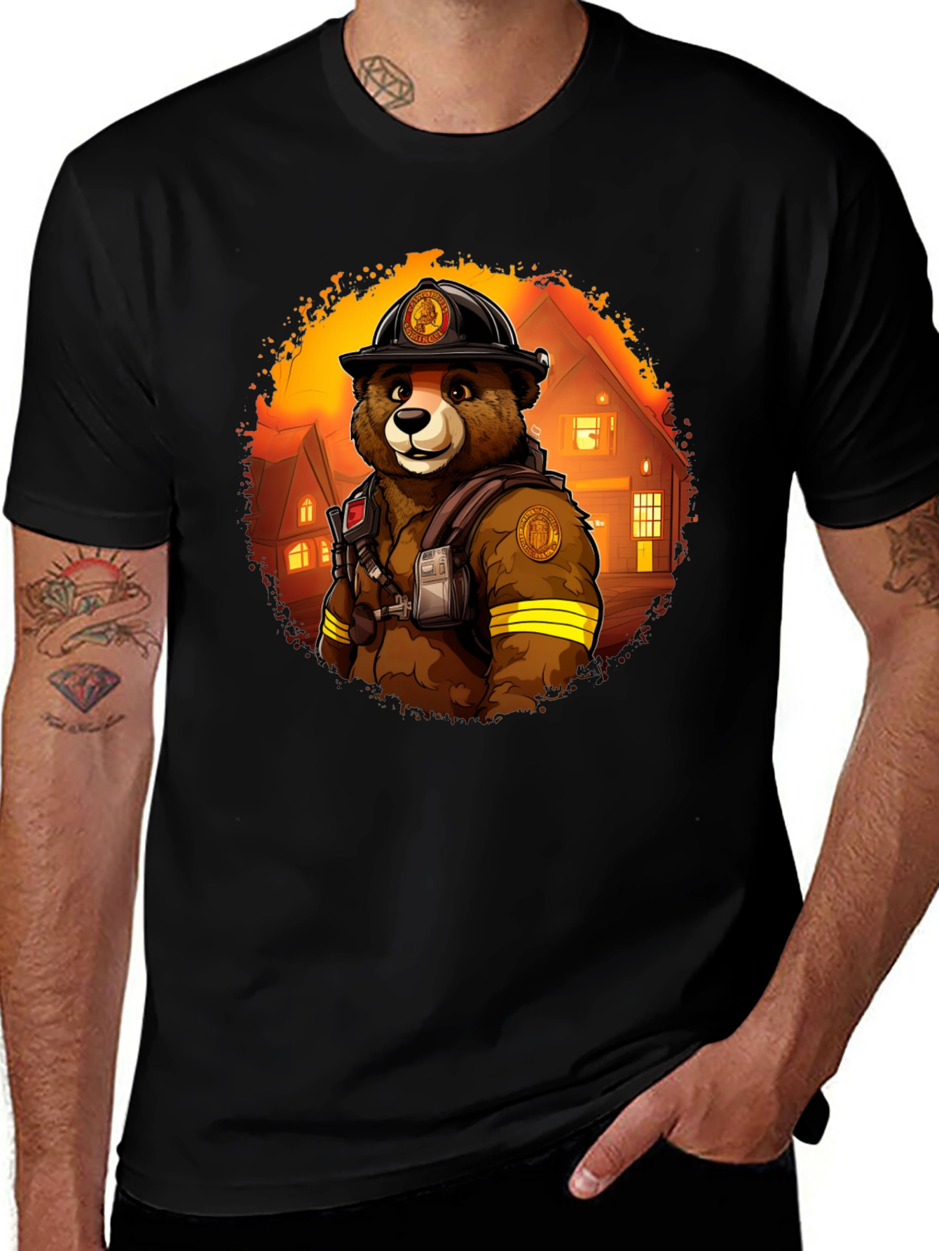 Variant 17 of Firefighter Bear Graphic Tee