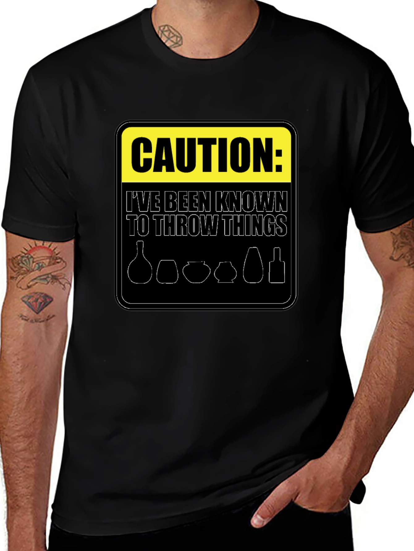 Variant 4 of Caution: I Throw Things - Pottery T-Shirt