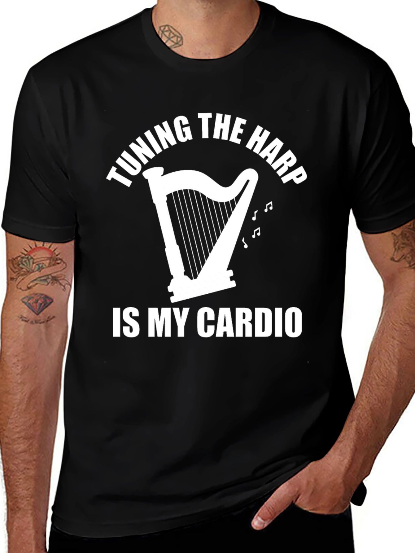 Variant 7 of Tuning the Harp Cardio Tee - Music Lover's T-Shirt