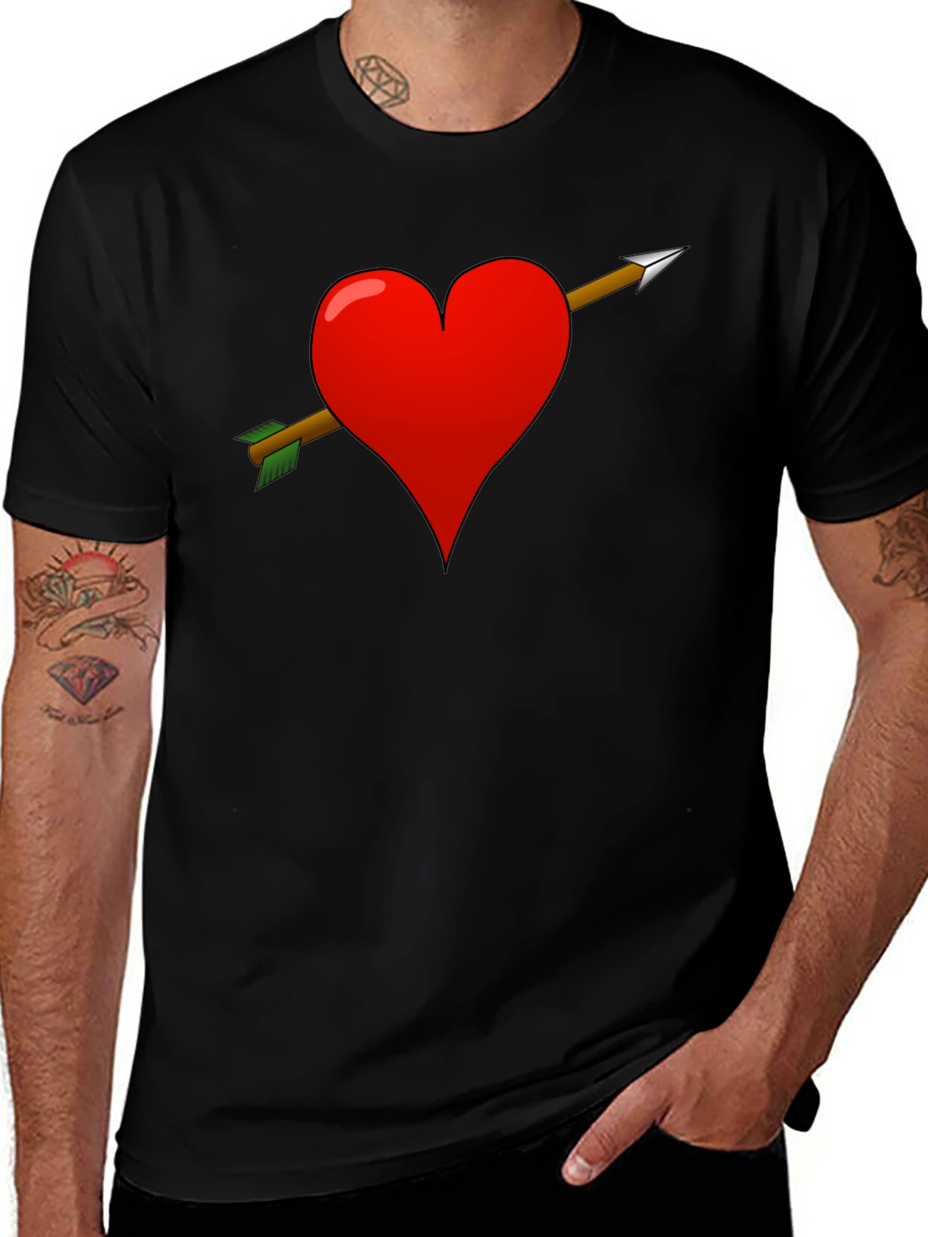 Variant 9 of Heart Arrow Graphic T-Shirt - Black, Valentine's Gift Idea