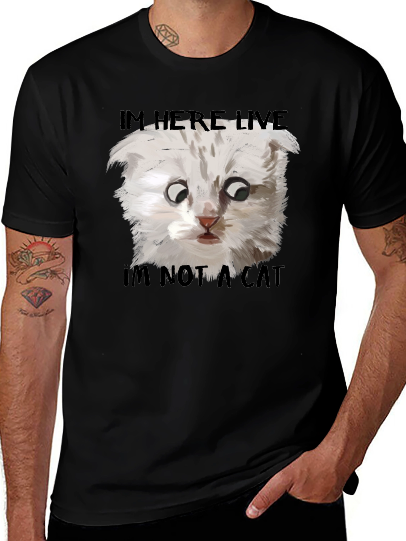 Variant 6 of I'm Here Live, I'm Not A Cat T-Shirt