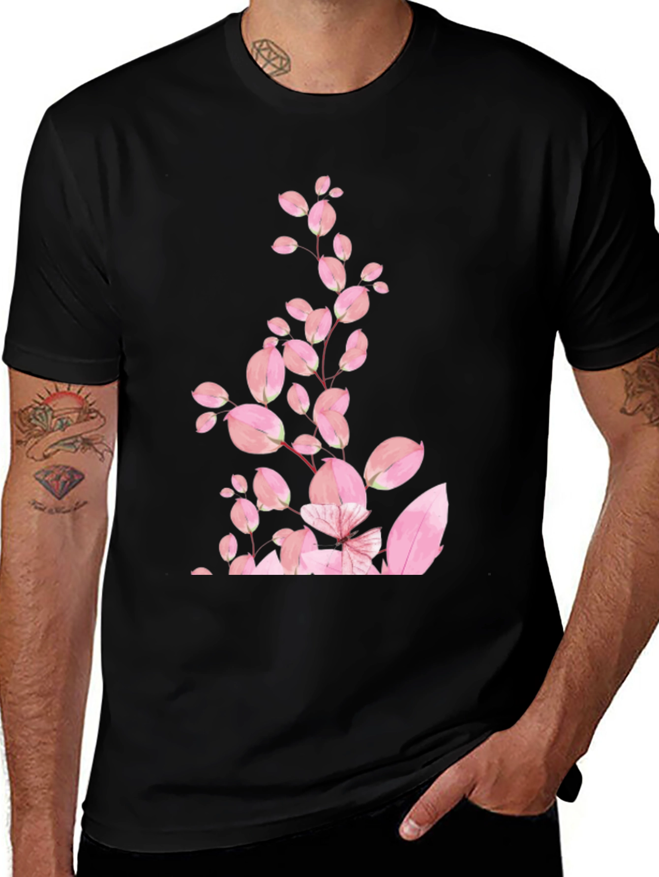 Variant 10 of Floral Print Black T-Shirt