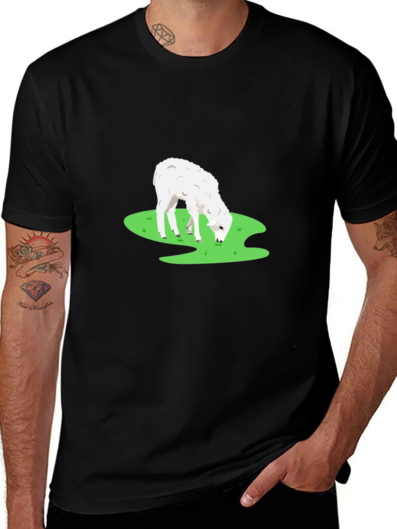 Variant 2 of Black T-Shirt with Sheep Graphic