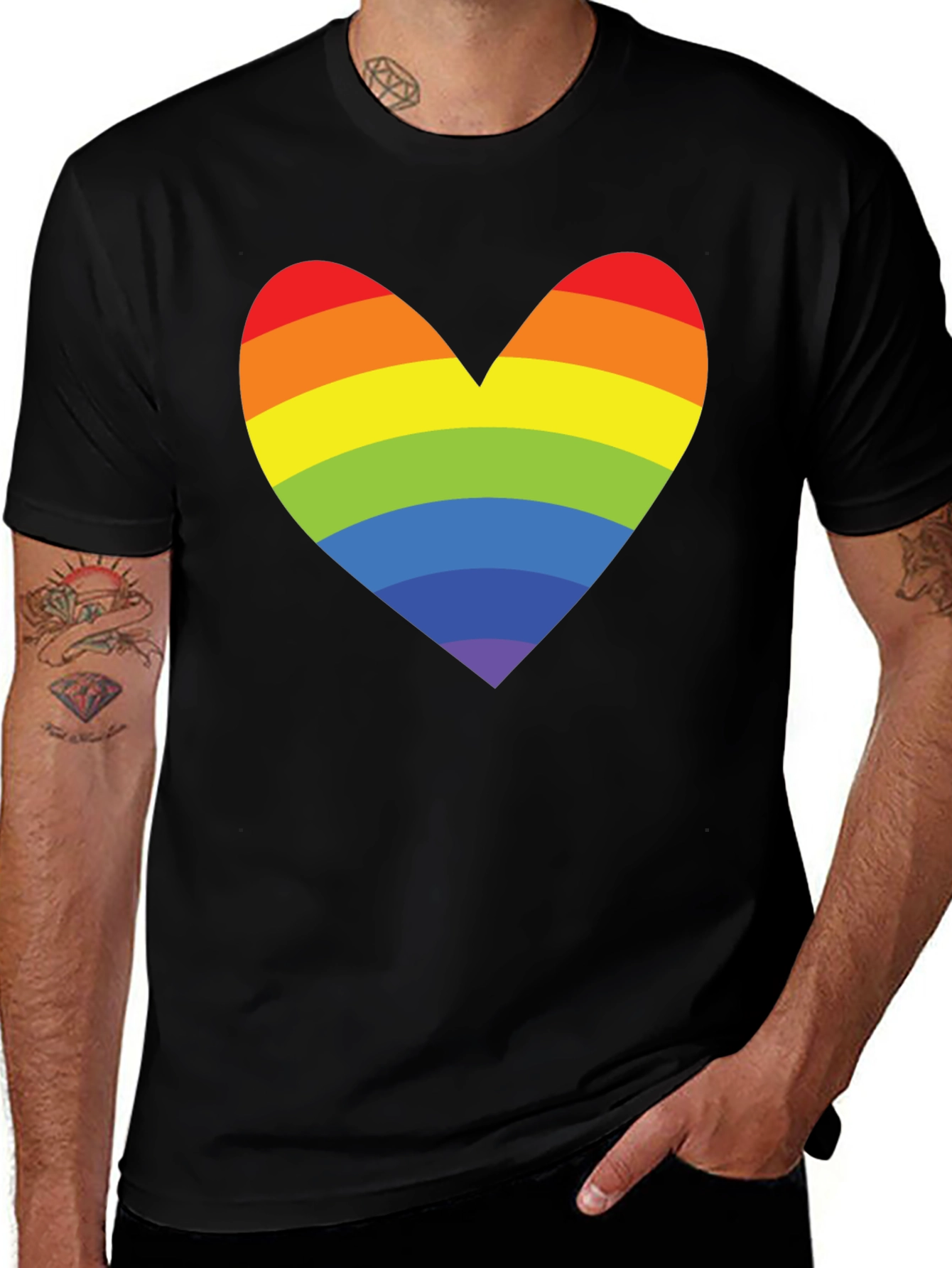 Variant 14 of Rainbow Heart Graphic Tee - Pride Love Shirt