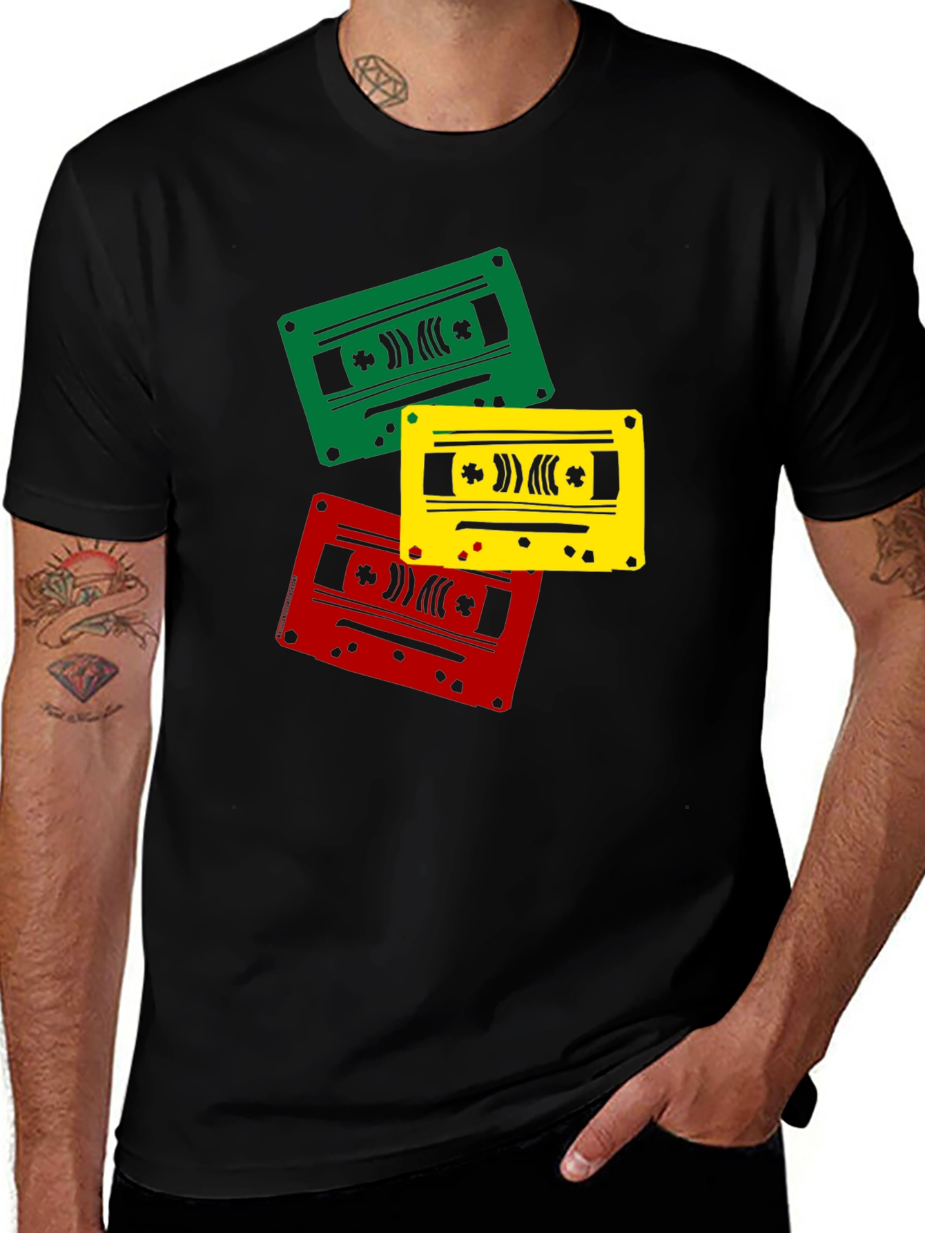 Retro Cassette Tape Graphic Tee - Black