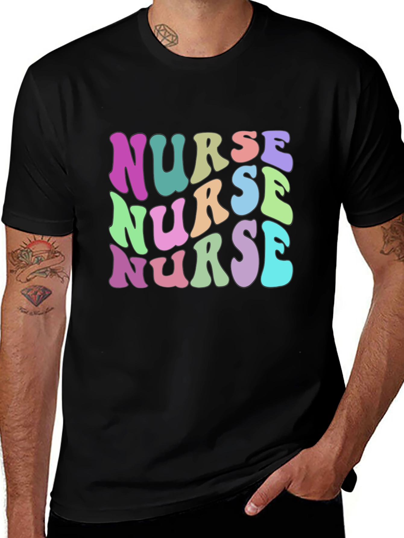 Variant 7 of Nurse Retro Graphic Tee - Black