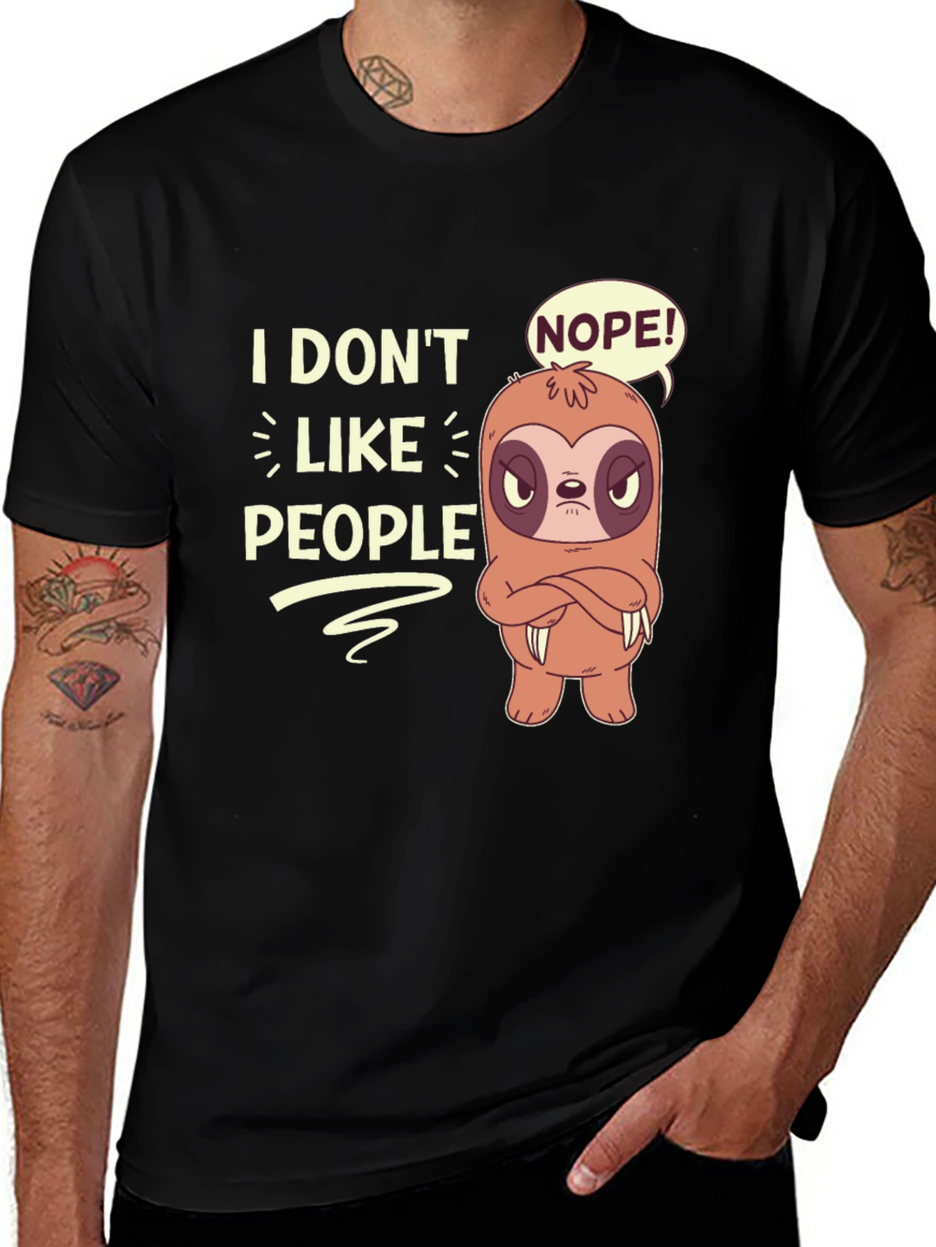 Variant 10 of Funny Sloth Graphic T-Shirt - I Don't Like People Tee