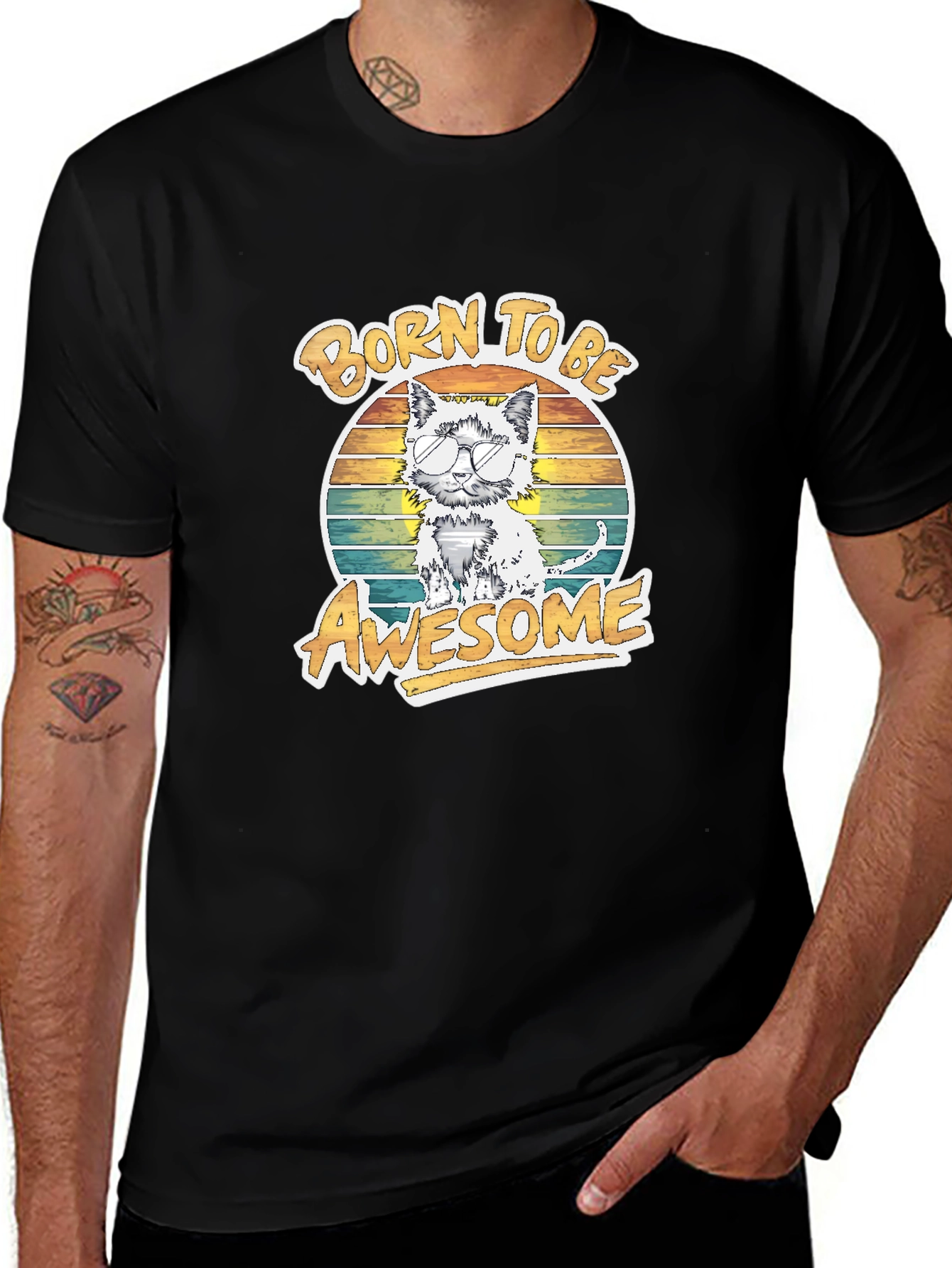 Variant 9 of Born To Be Awesome Cat T-Shirt 