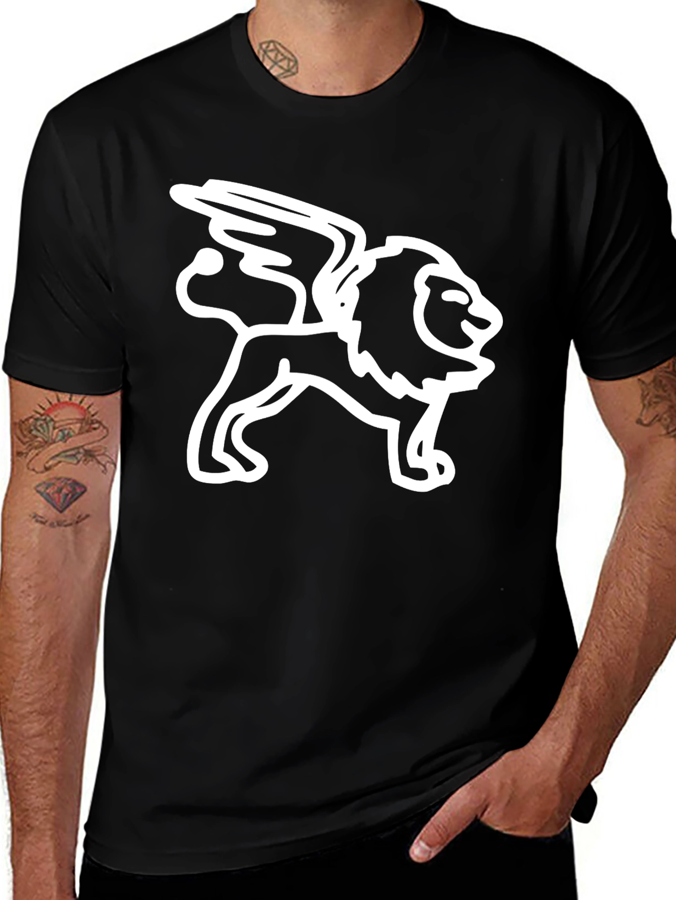 Variant 15 of Lion with Wings Black Graphic Tee