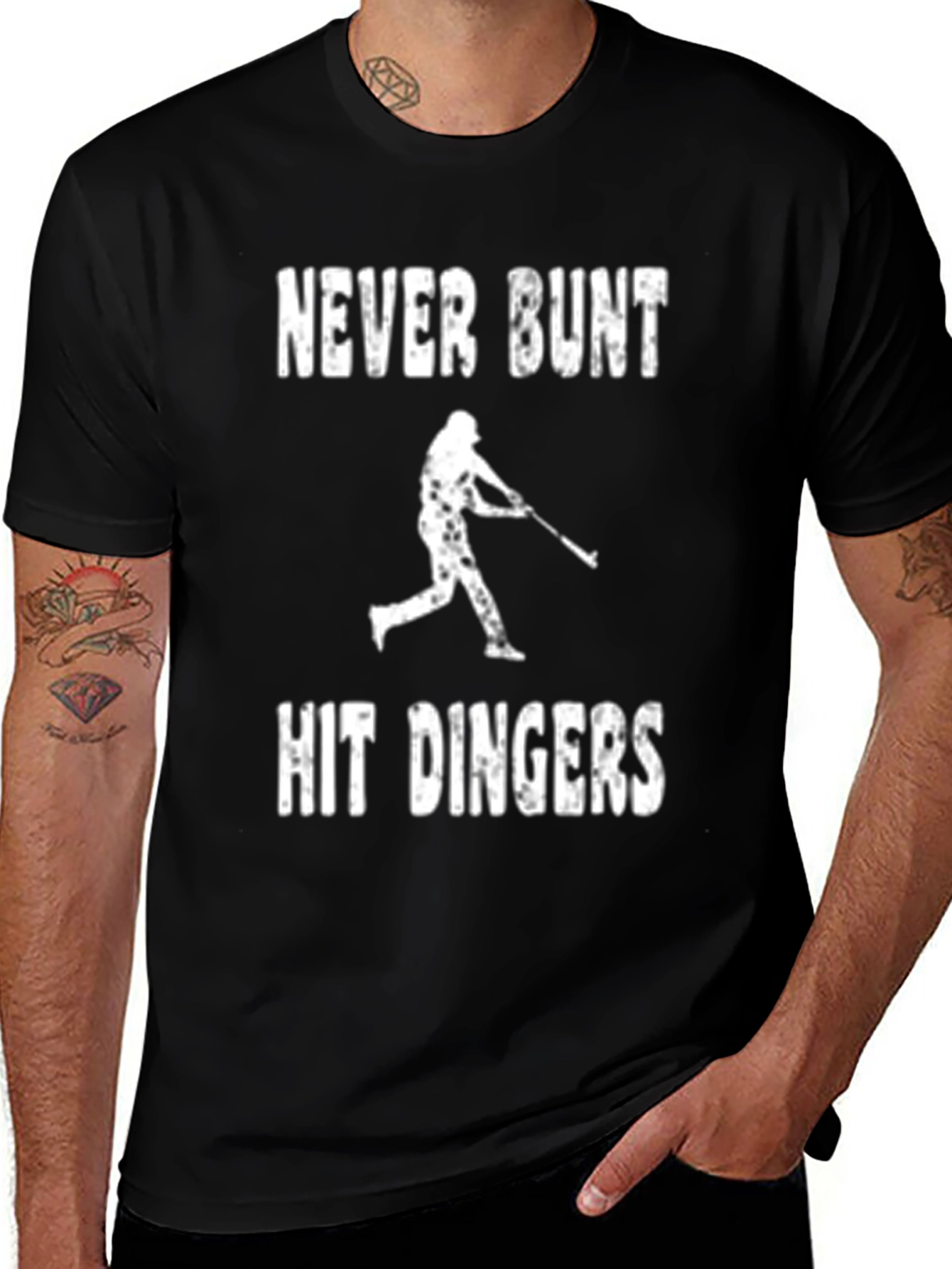 Variant 21 of Never Bunt Hit Dingers T-Shirt Baseball Tee
