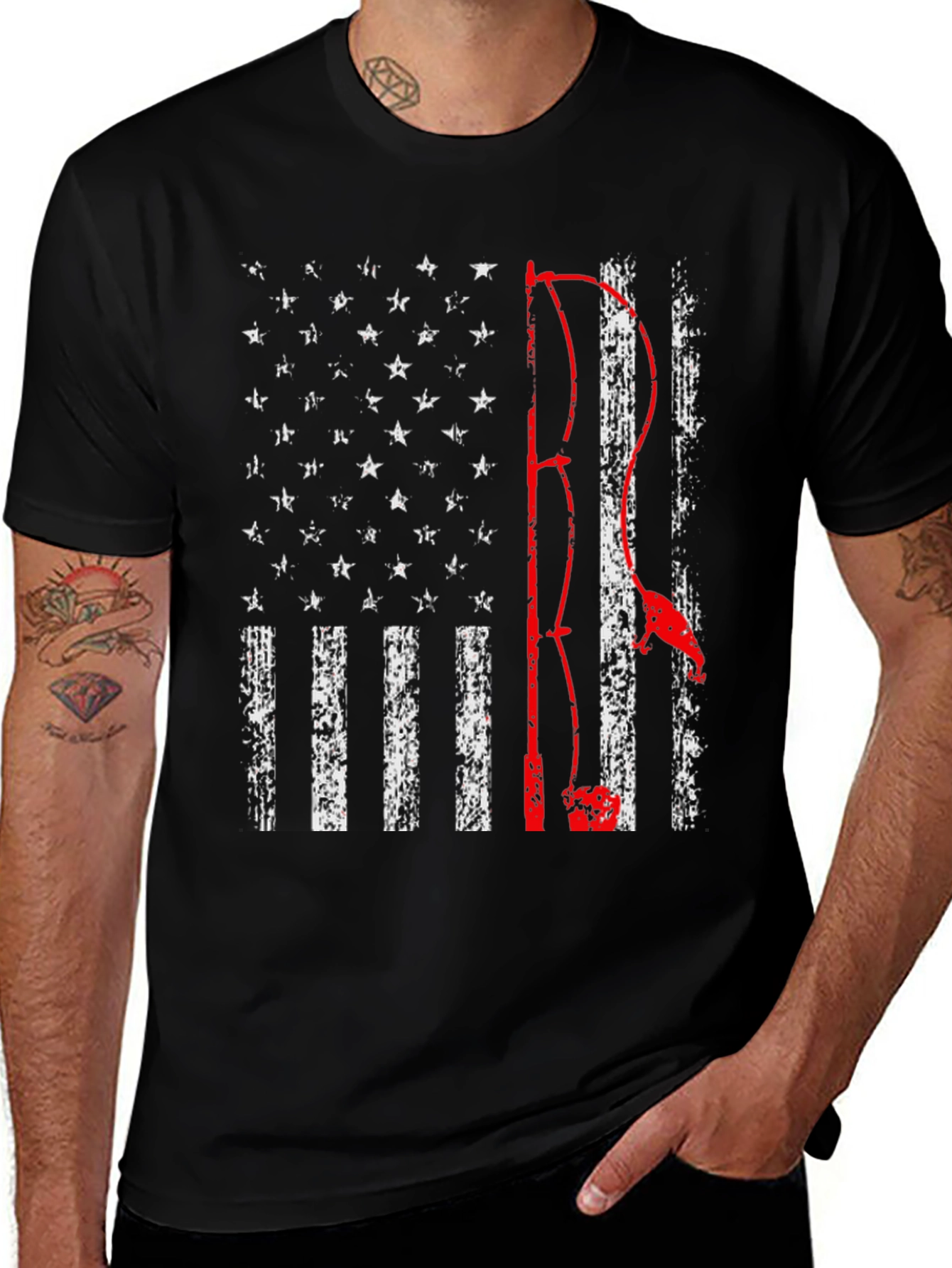 Variant 10 of American Flag Fishing Rod T-Shirt