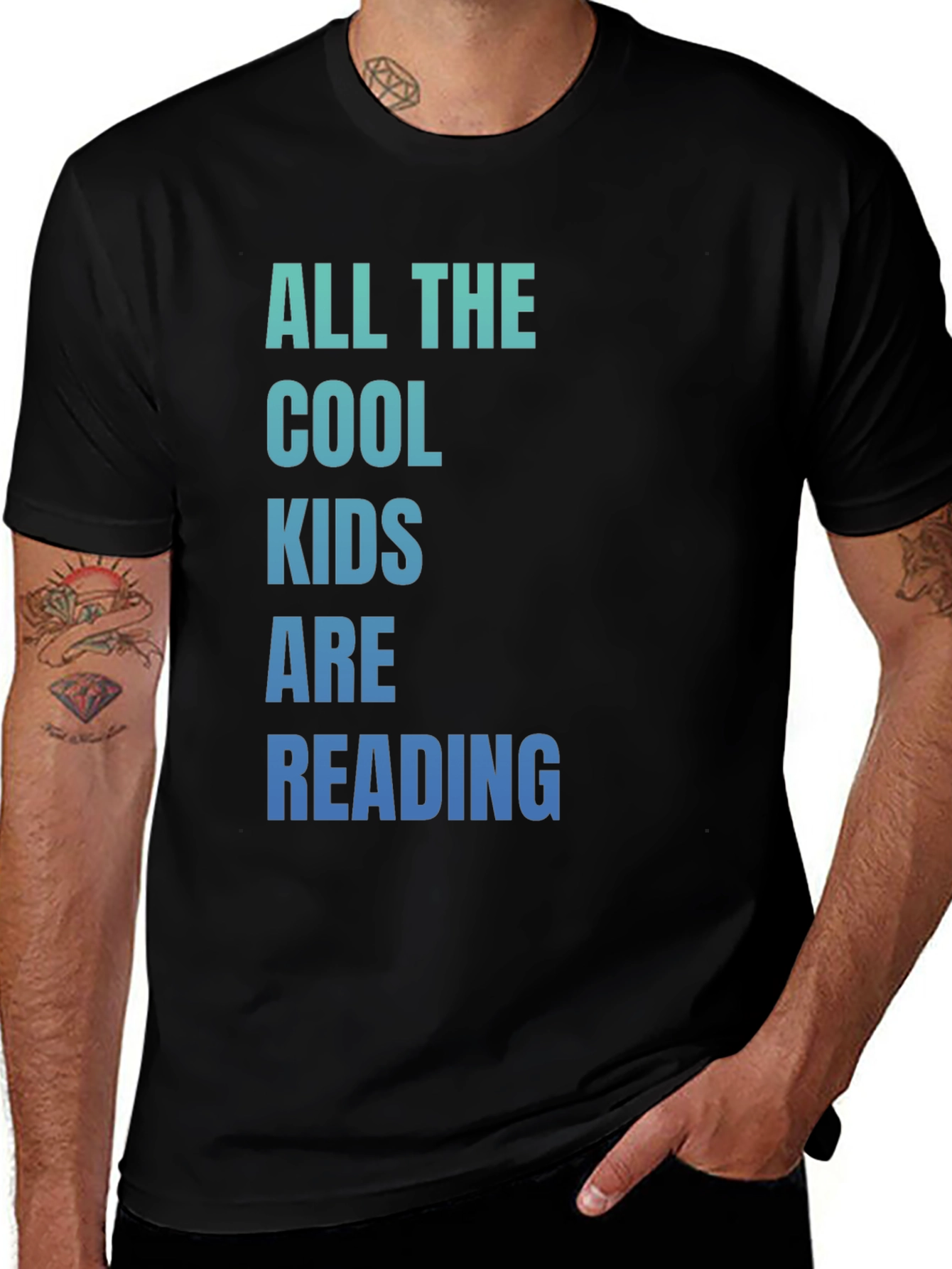 Variant 12 of Cool Kids Reading Graphic Tee - Black Cotton T-Shirt