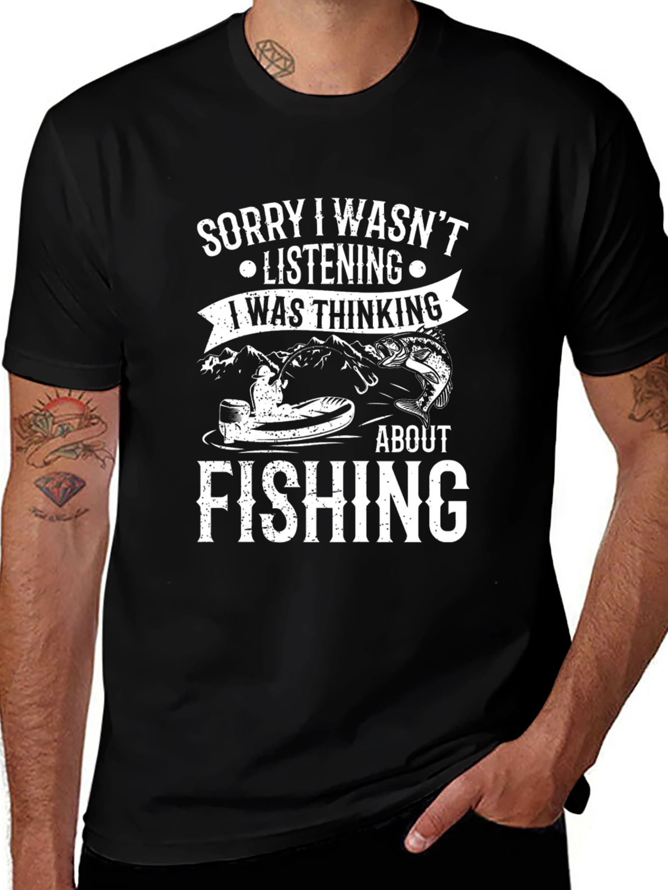 Variant 23 of Fishing T-Shirt: Sorry I Wasn't Listening Graphic Tee