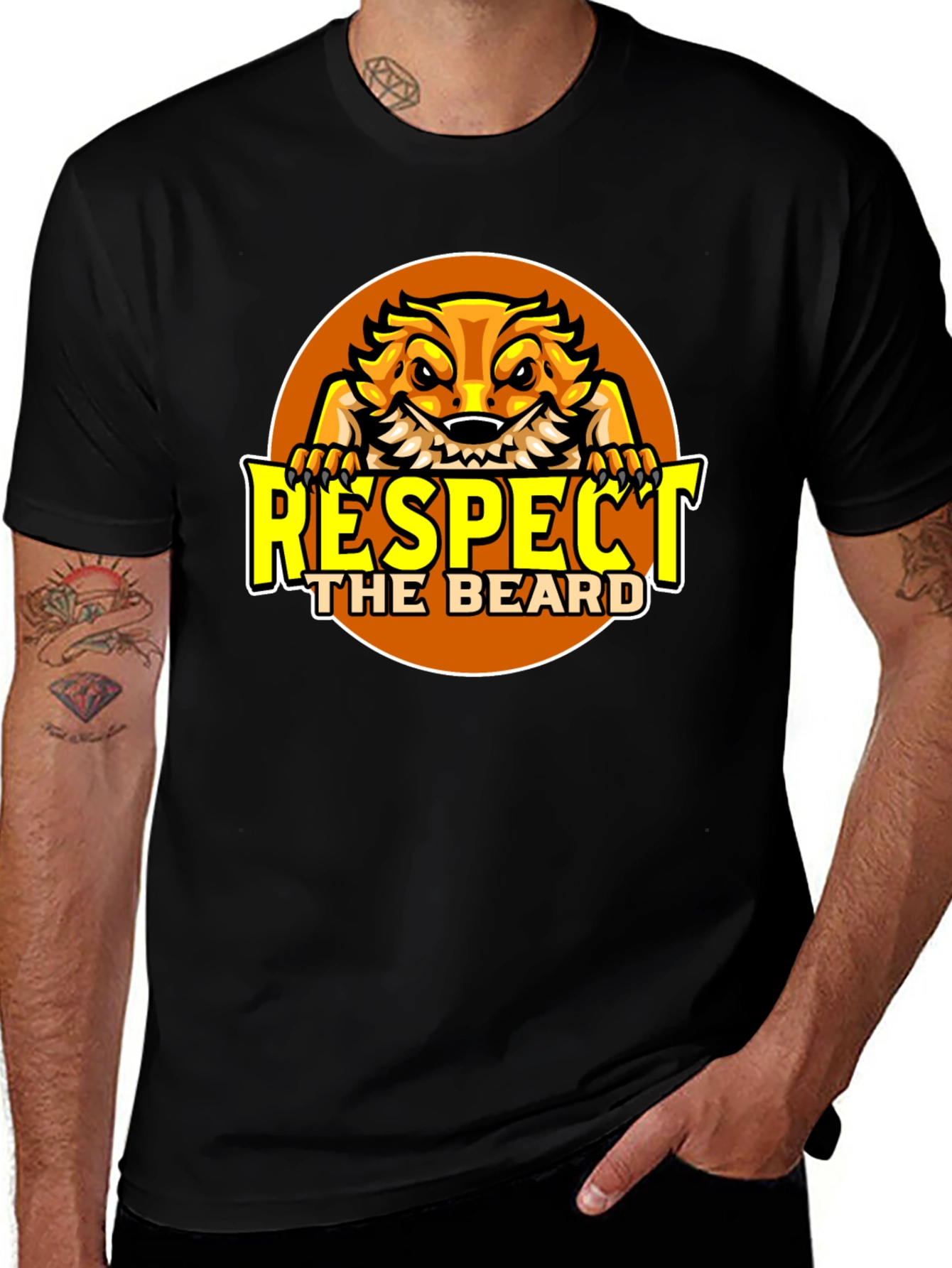 Respect the Beard T-Shirt, Bearded Dragon Design