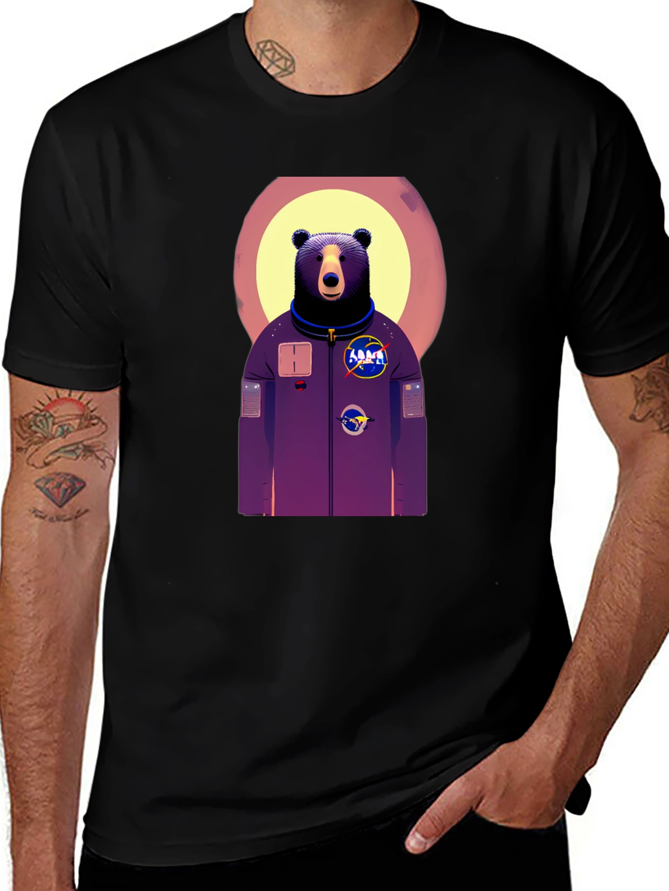 Variant 17 of Bear Astronaut Graphic T-Shirt - Cool Space Design