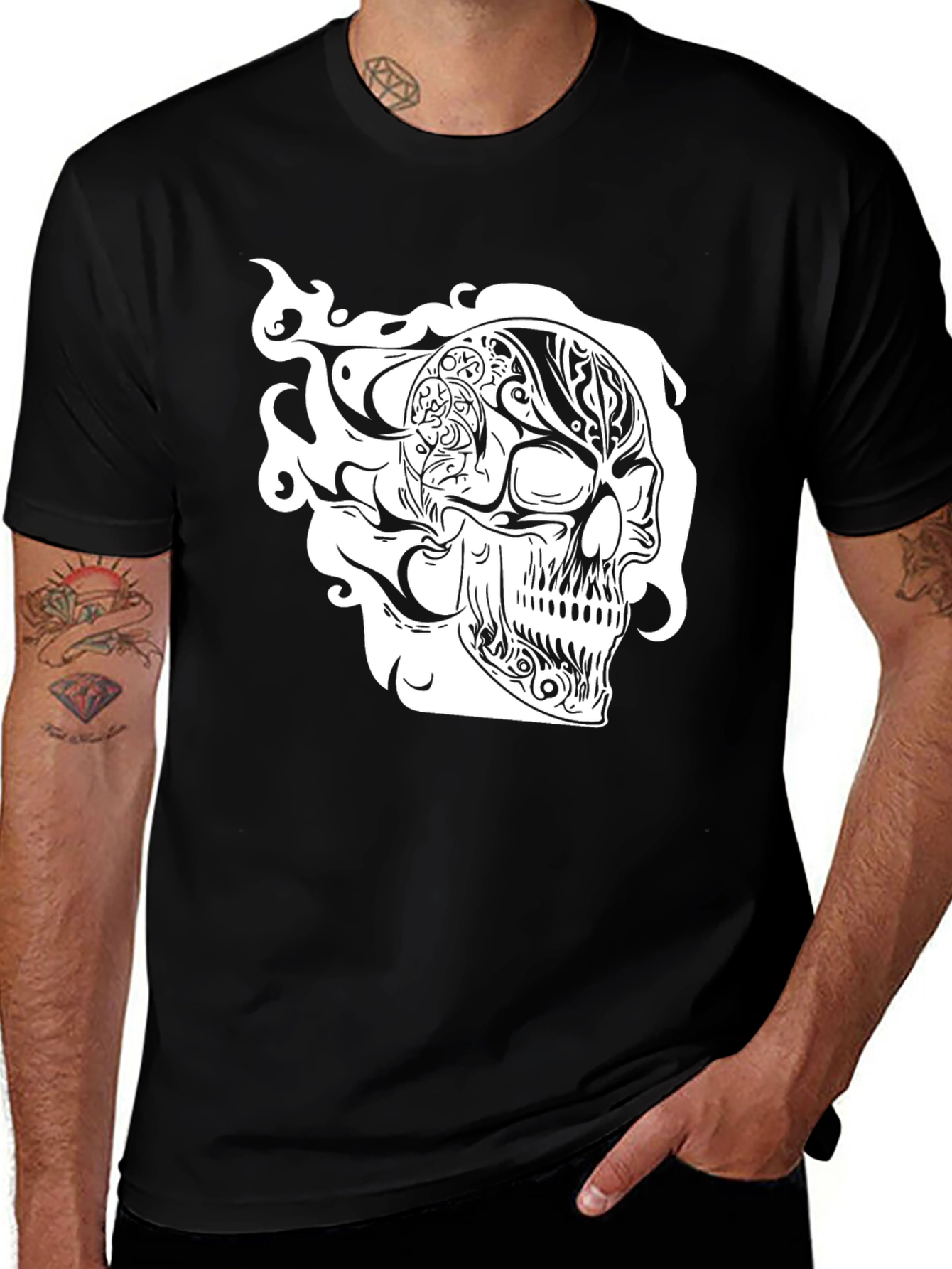 Variant 7 of Skull Graphic Tee - Men's Black T-Shirt