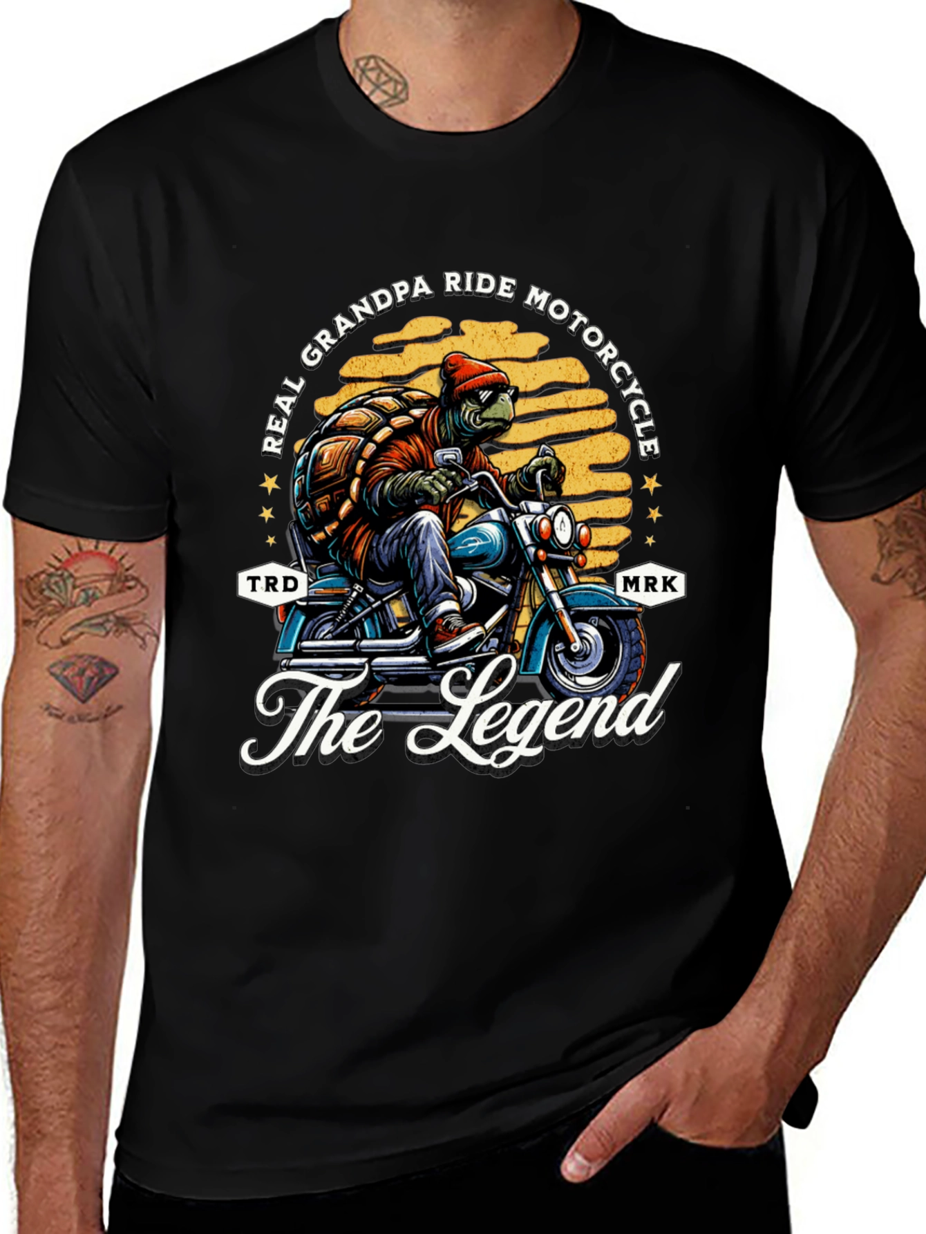 Variant 22 of Grandpa Turtle Motorcycle T-Shirt - Ride Like a Legend