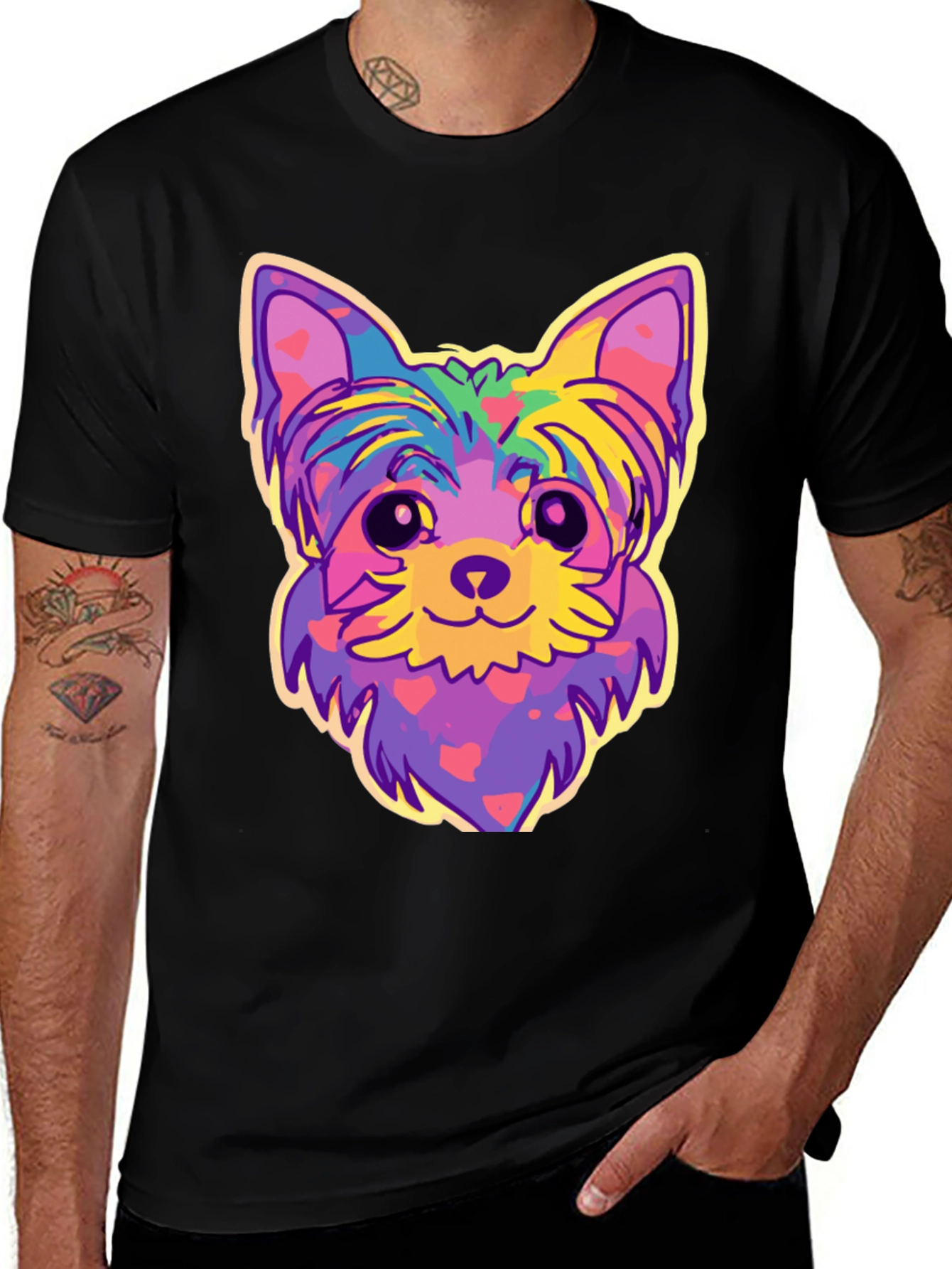 Yorkie Dog Graphic T-Shirt - Fun Colorful Design