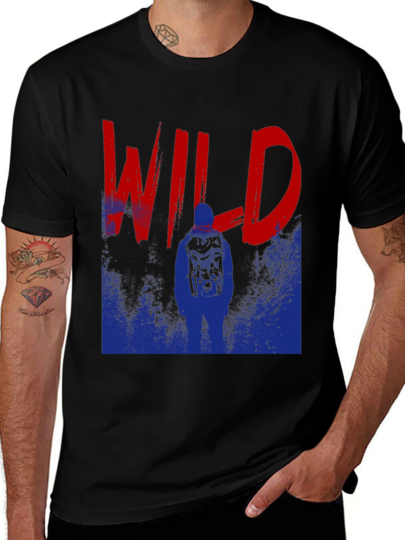 Variant 11 of Wild Graphic Print Black T-Shirt