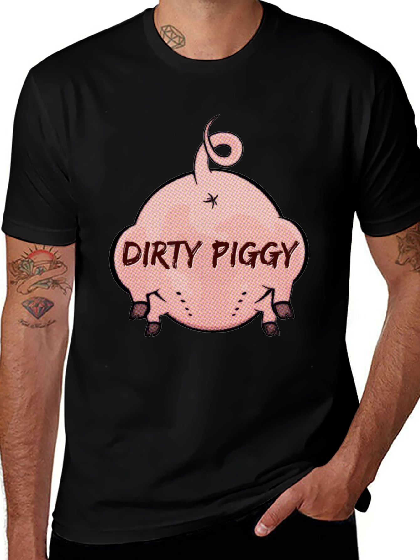 Variant 25 of Dirty Piggy Graphic T-Shirt - Black Cotton Tee
