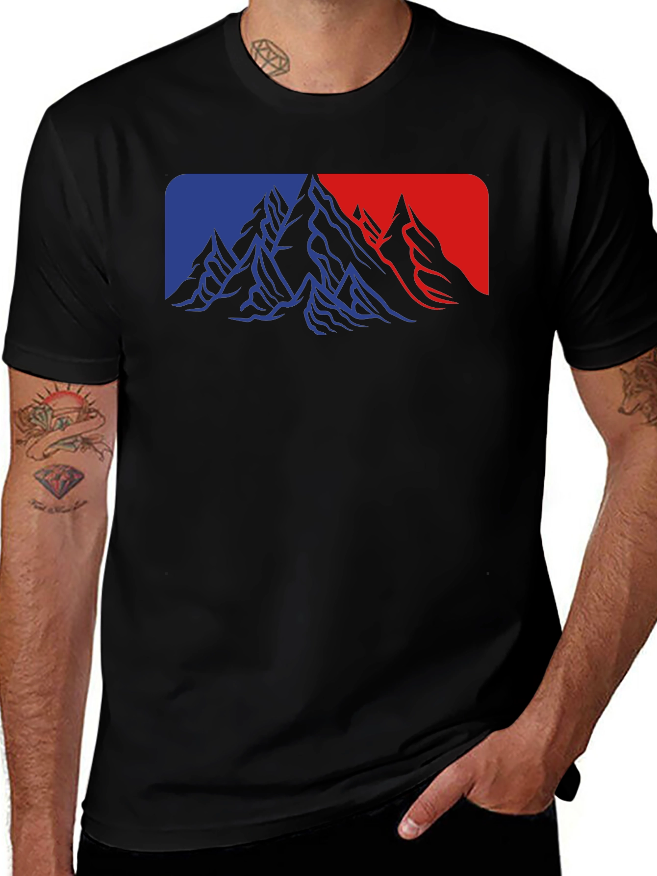 Mountain Peaks Graphic Tee - Black Casual Shirt