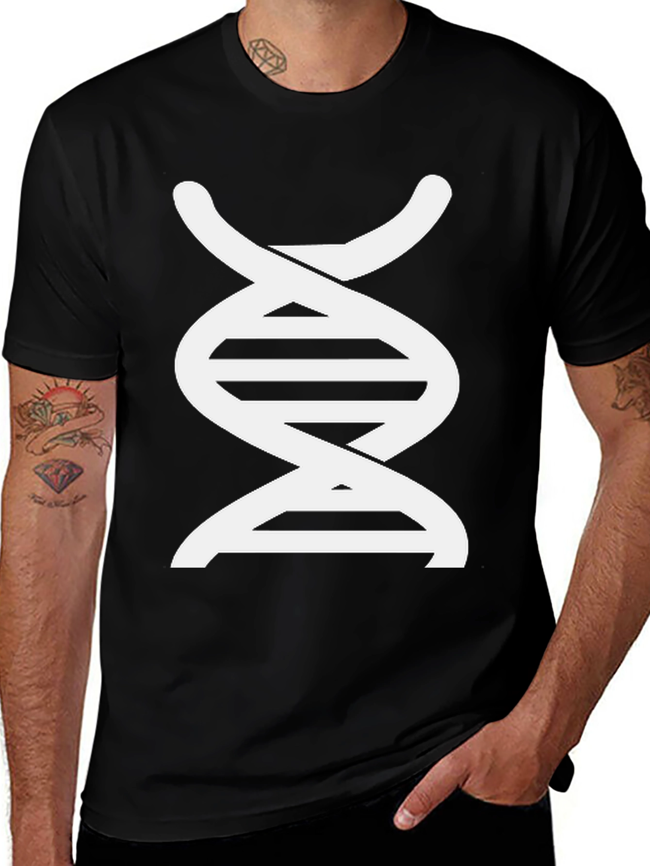 Variant 17 of DNA Graphic Print Black T-Shirt