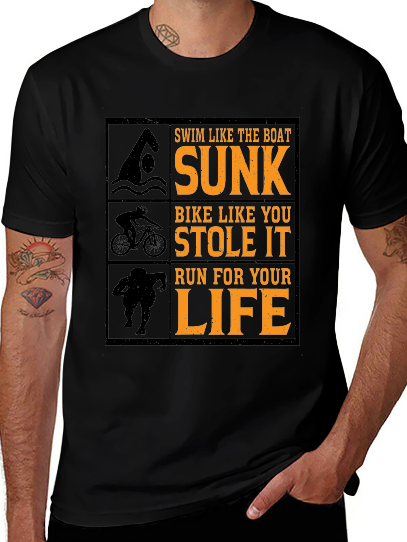 Triathlon T-Shirt: Swim, Bike, Run For Your Life