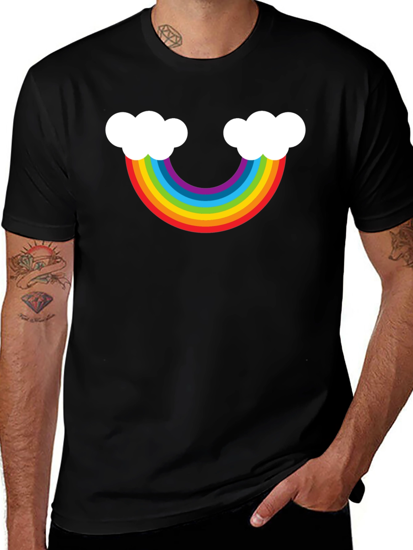 Variant 27 of Rainbow Cloud Graphic Tee - Black Casual Shirt