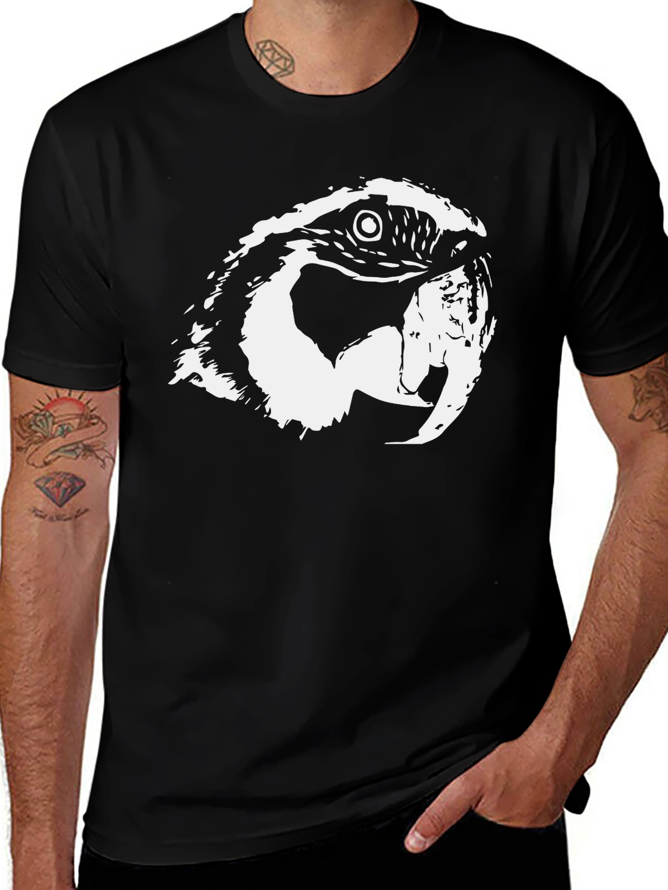 Variant 6 of Parrot Graphic Tee - Black Cotton T-Shirt