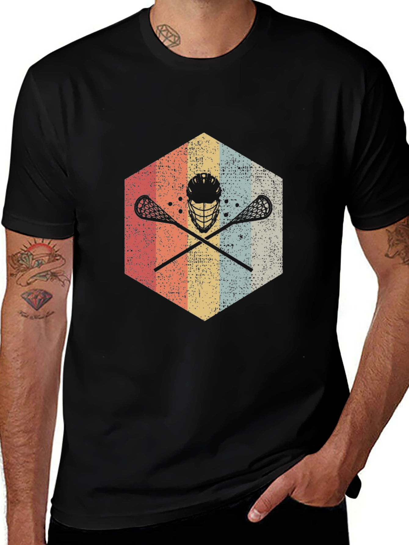 Variant 27 of Vintage Lacrosse Helmet and Sticks T-Shirt