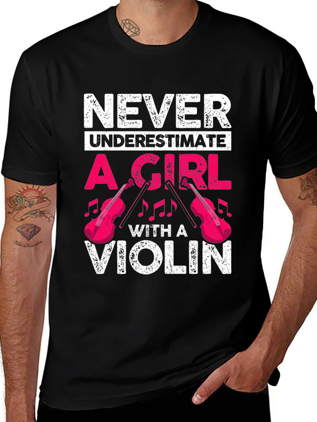Variant 12 of Never Underestimate a Girl with a Violin T-Shirt