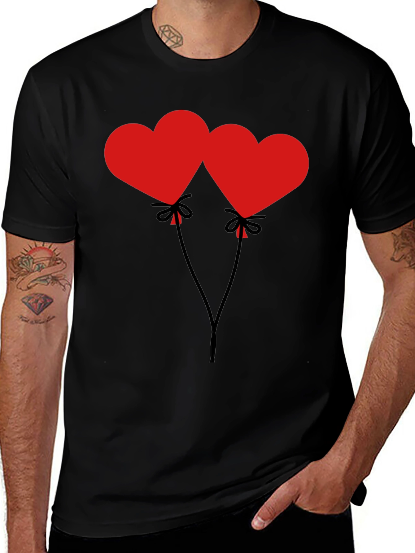 Variant 14 of Heart Balloons Graphic Tee - Black