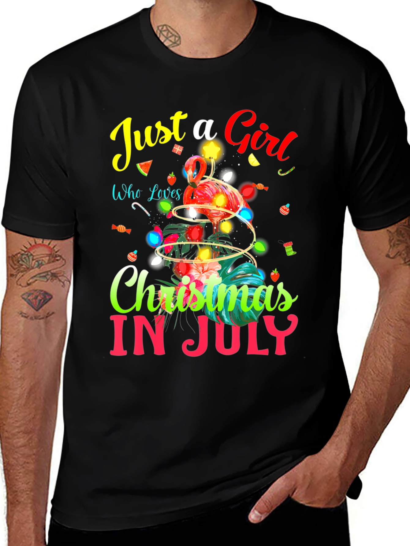 Christmas in July Flamingo Graphic Tee