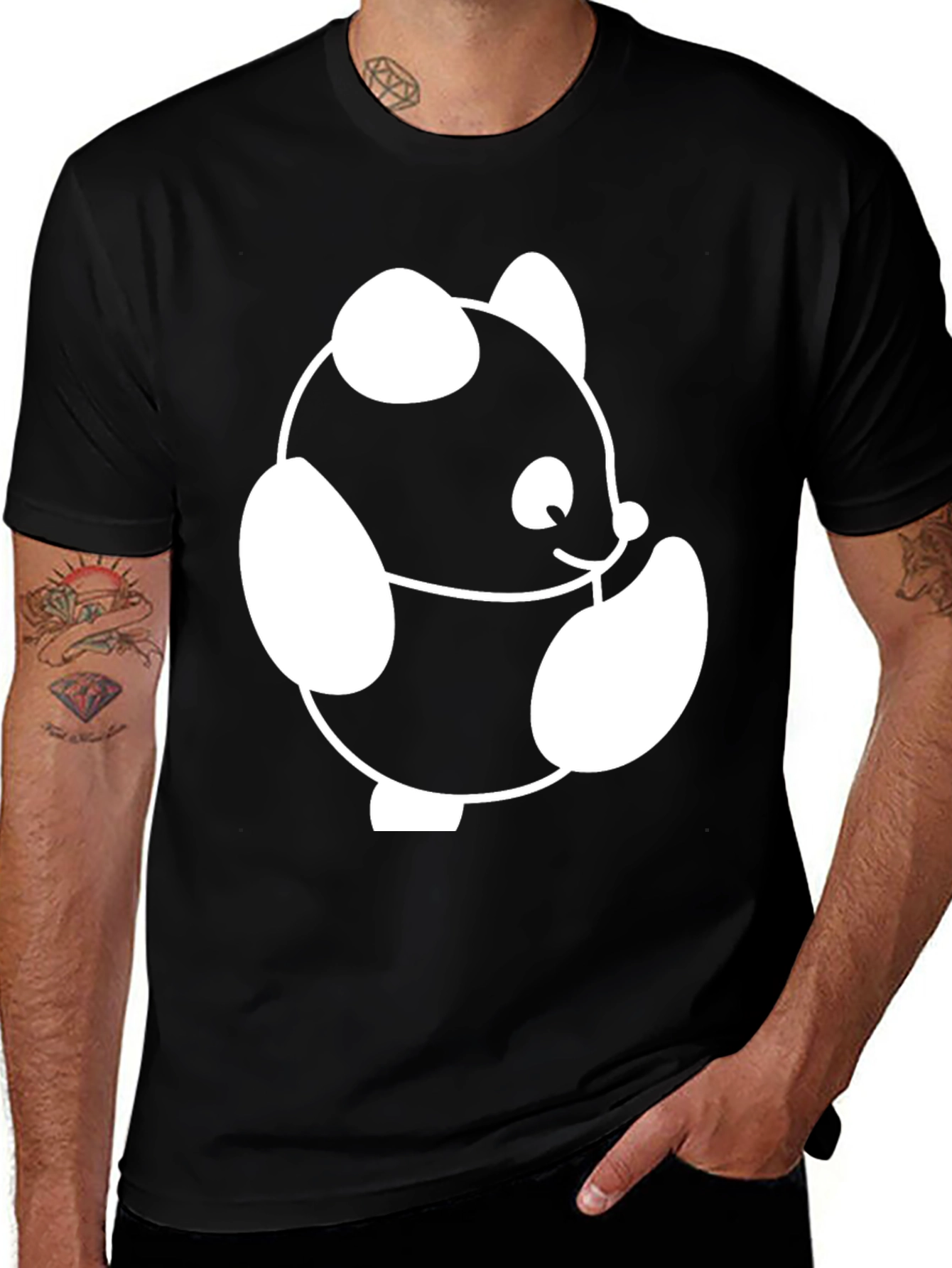 Variant 18 of Cute Panda Graphic Black T-Shirt