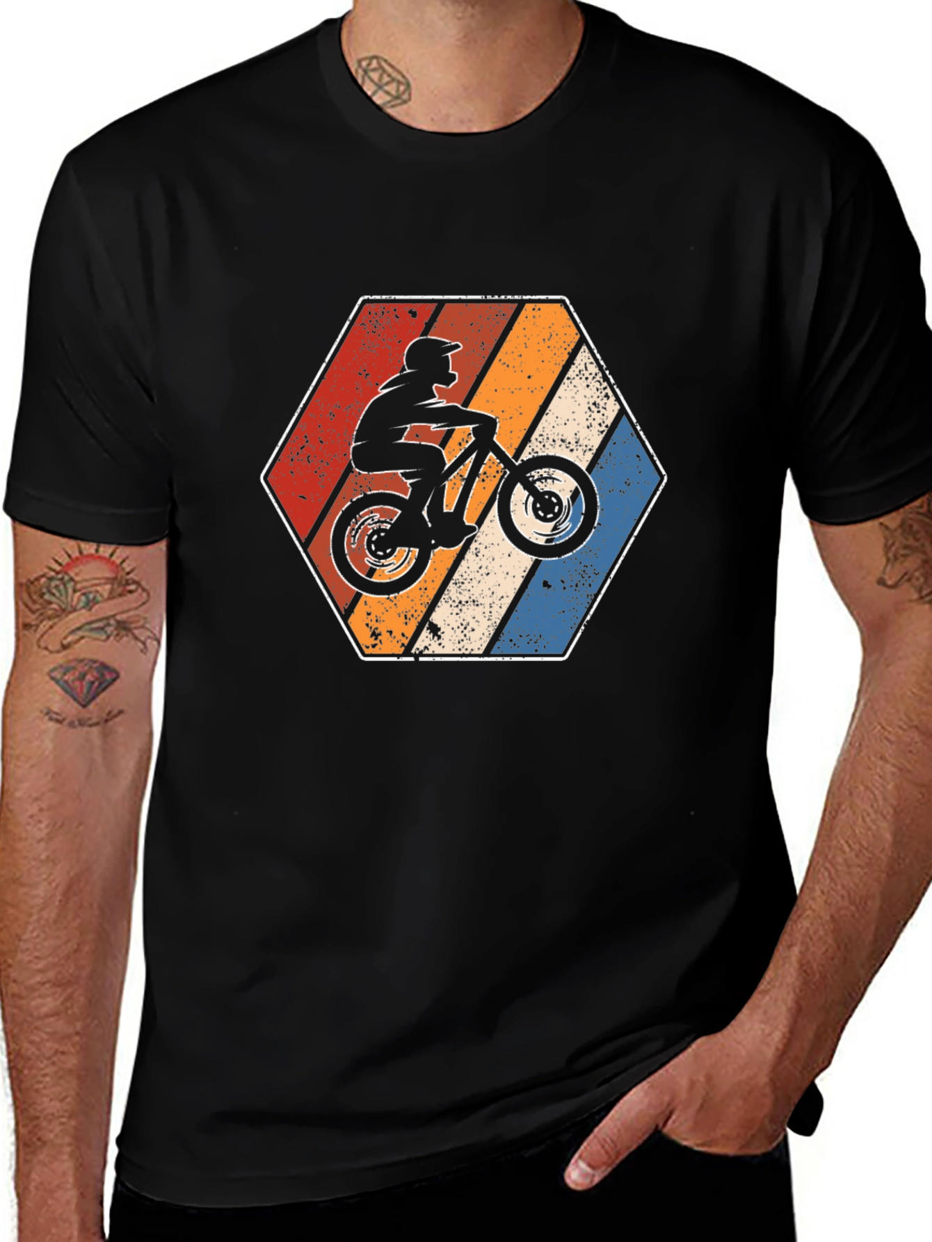 Variant 5 of Mountain Bike Retro Hexagon Graphic Tee