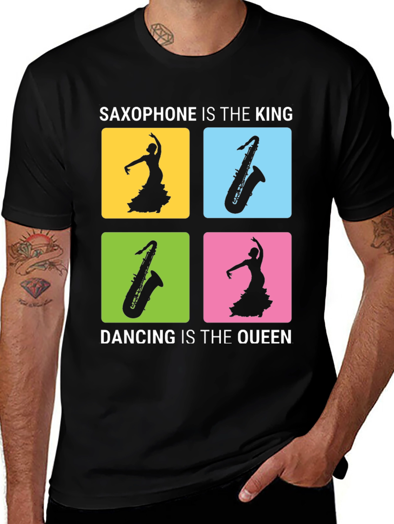 Variant 23 of Saxophone & Dancing Graphic Tee - Music Lover Shirt