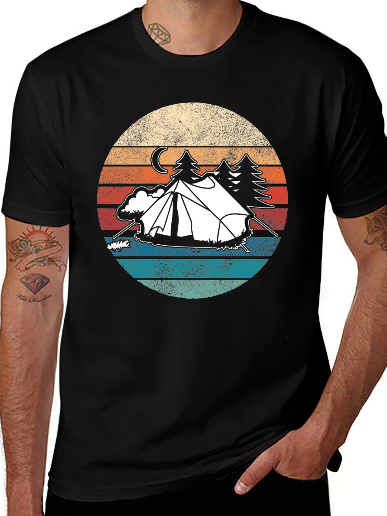 Variant 26 of Camping Adventure T-Shirt - Retro Sunset Graphic Tee