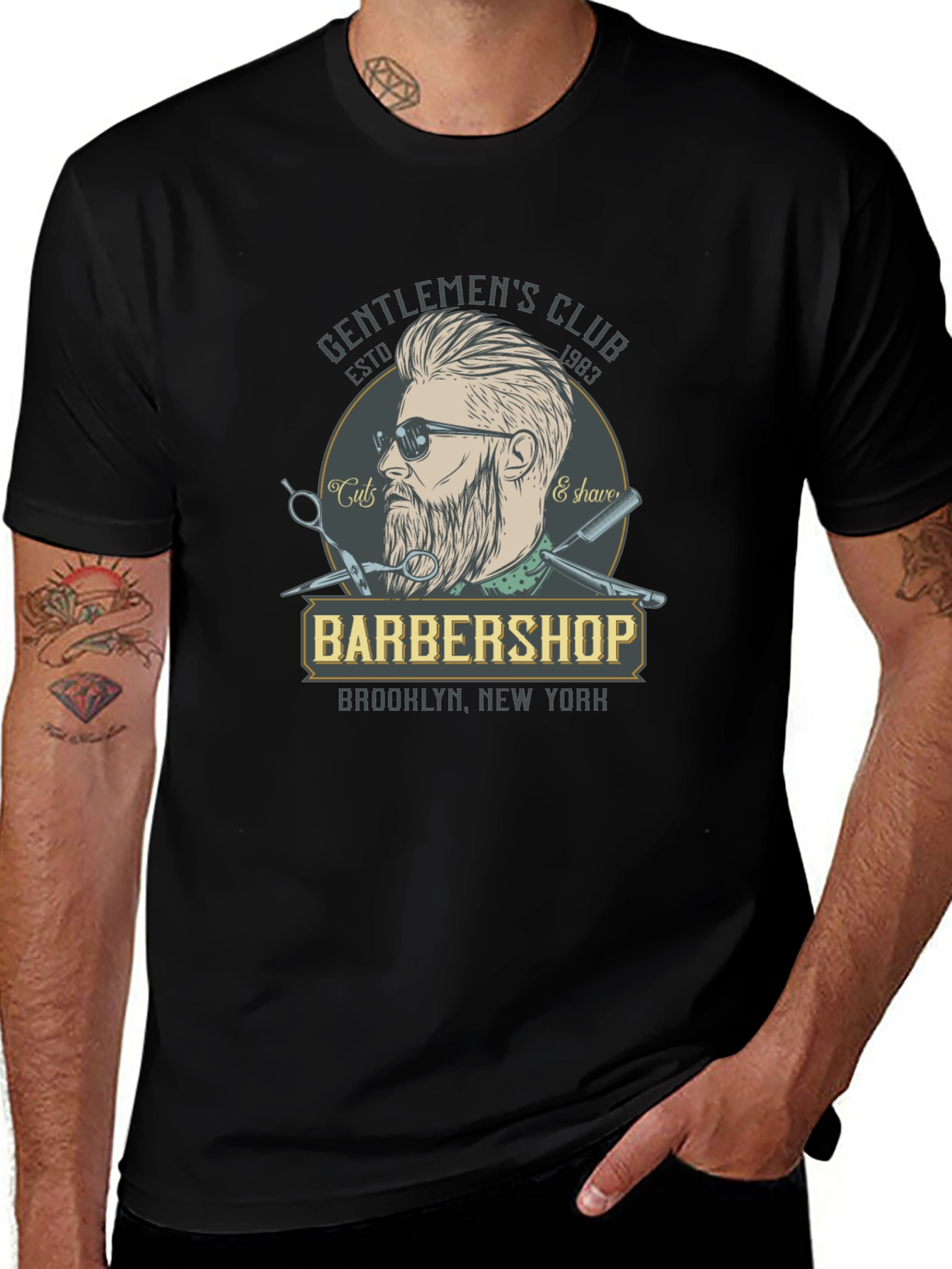 Variant 3 of Men's Black Barbershop Graphic T-Shirt