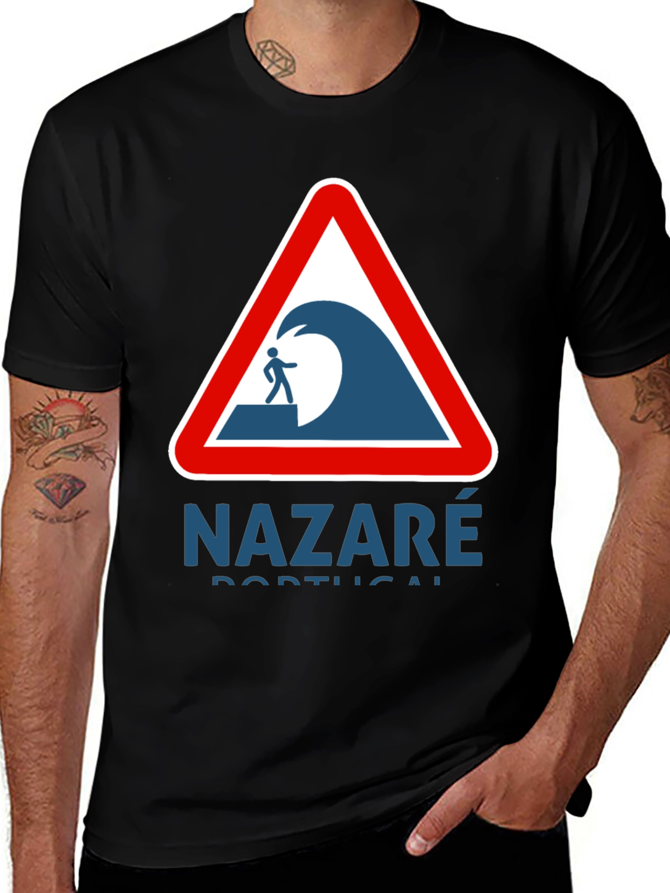 Nazaré Portugal Wave Warning Graphic Tee