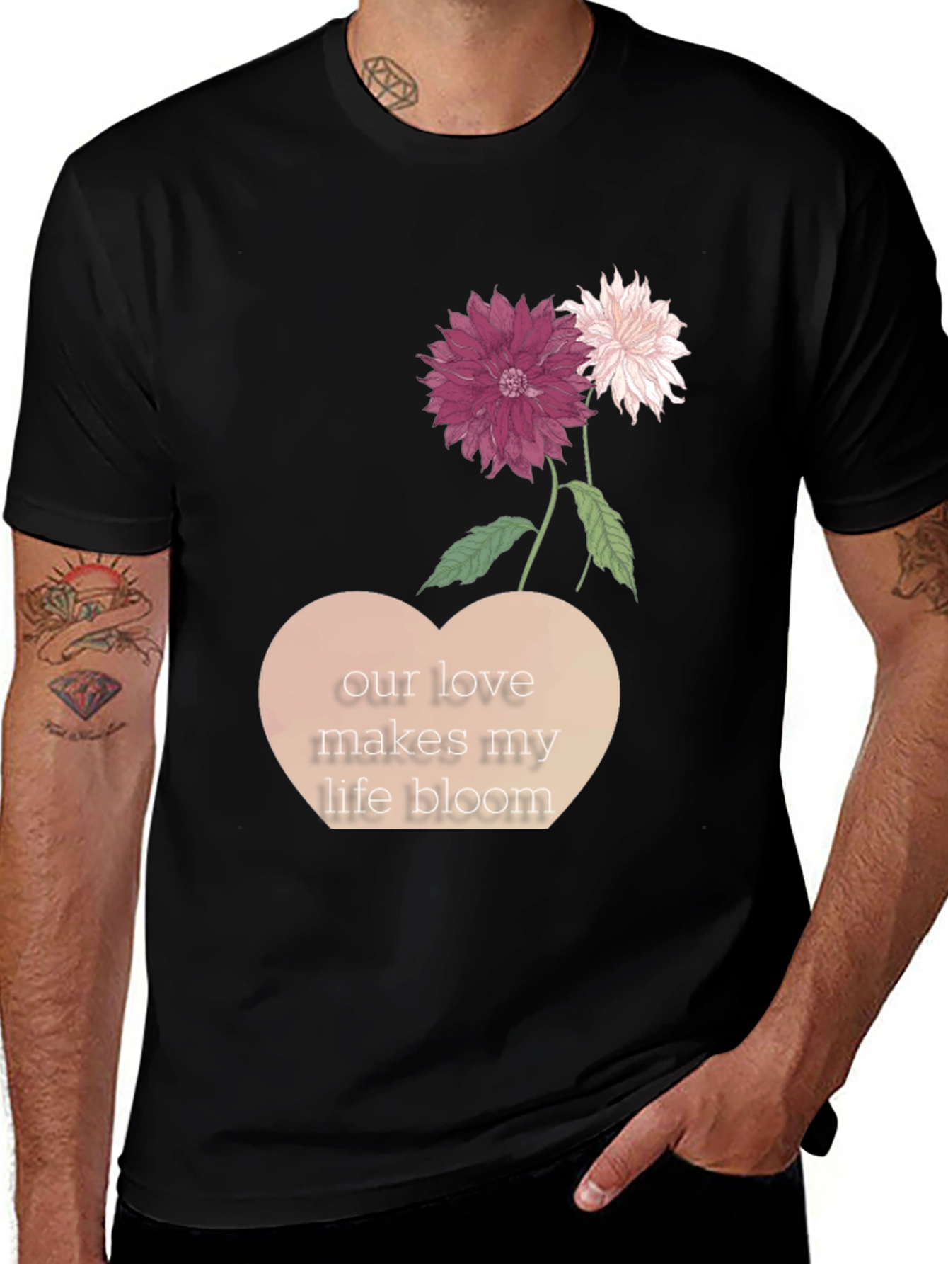 Variant 27 of Floral Love Bloom Black T-Shirt