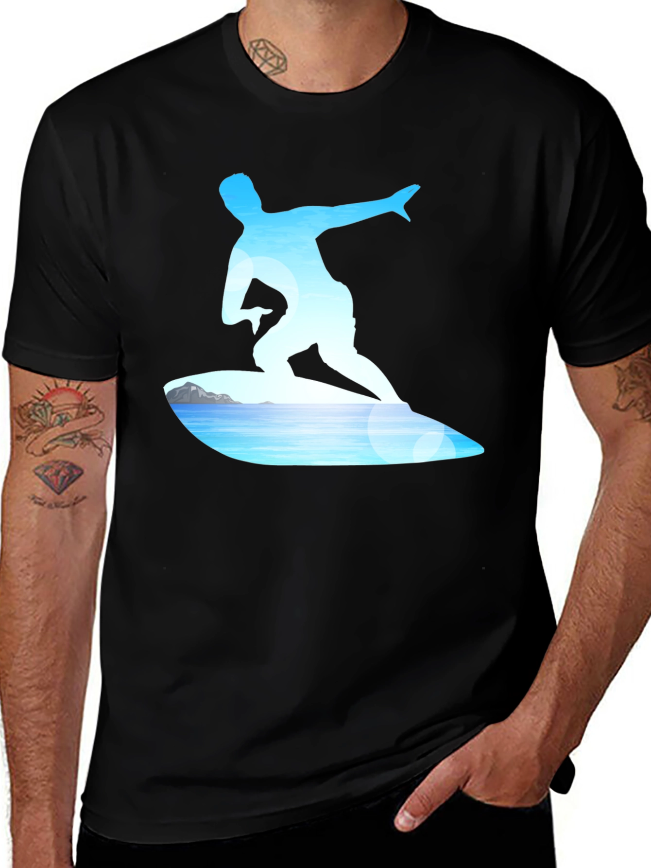 Surfer Graphic Tee - Black Cotton Blend