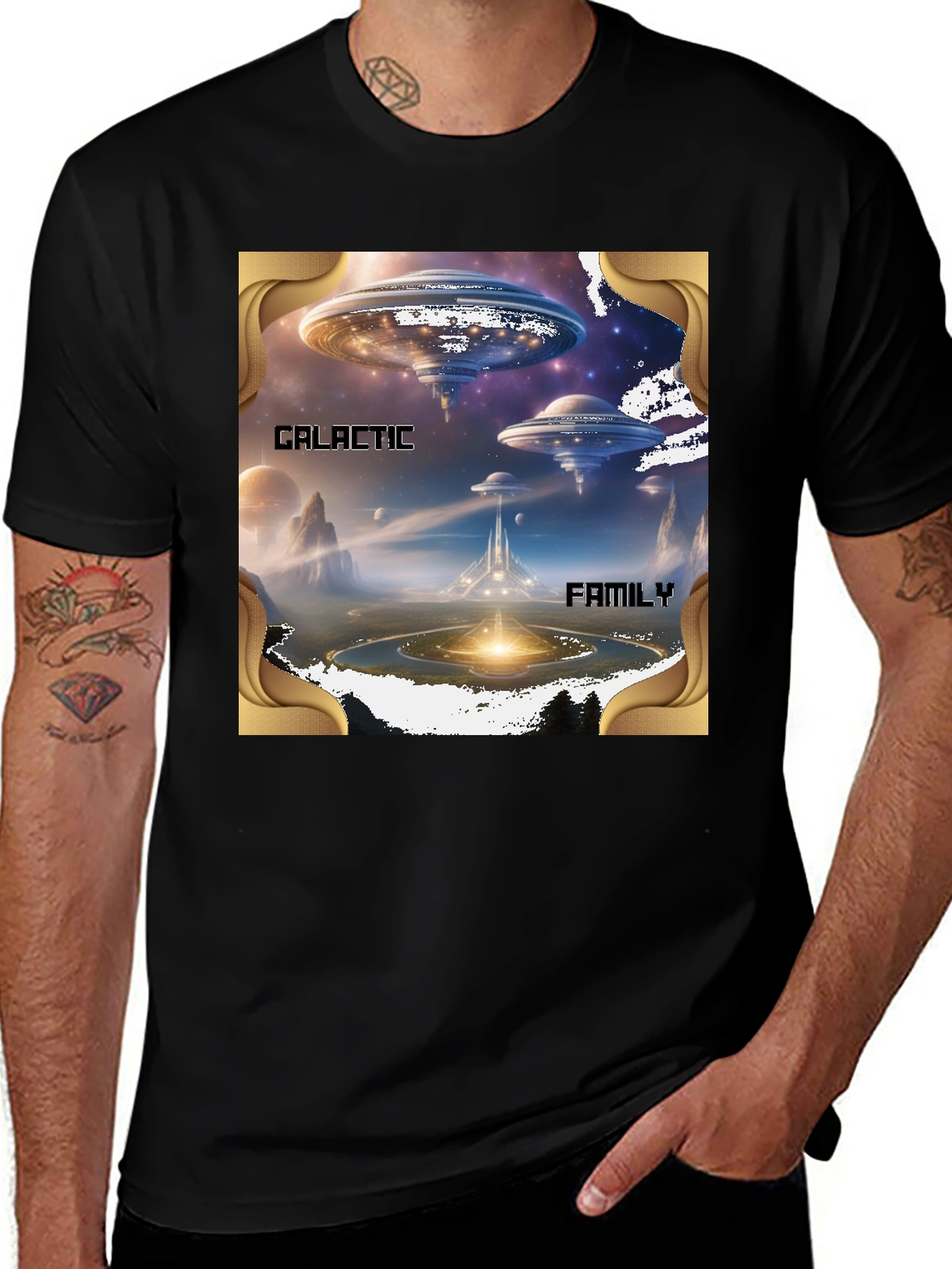 Variant 12 of Galactic Family T-Shirt - Sci-Fi UFO Design