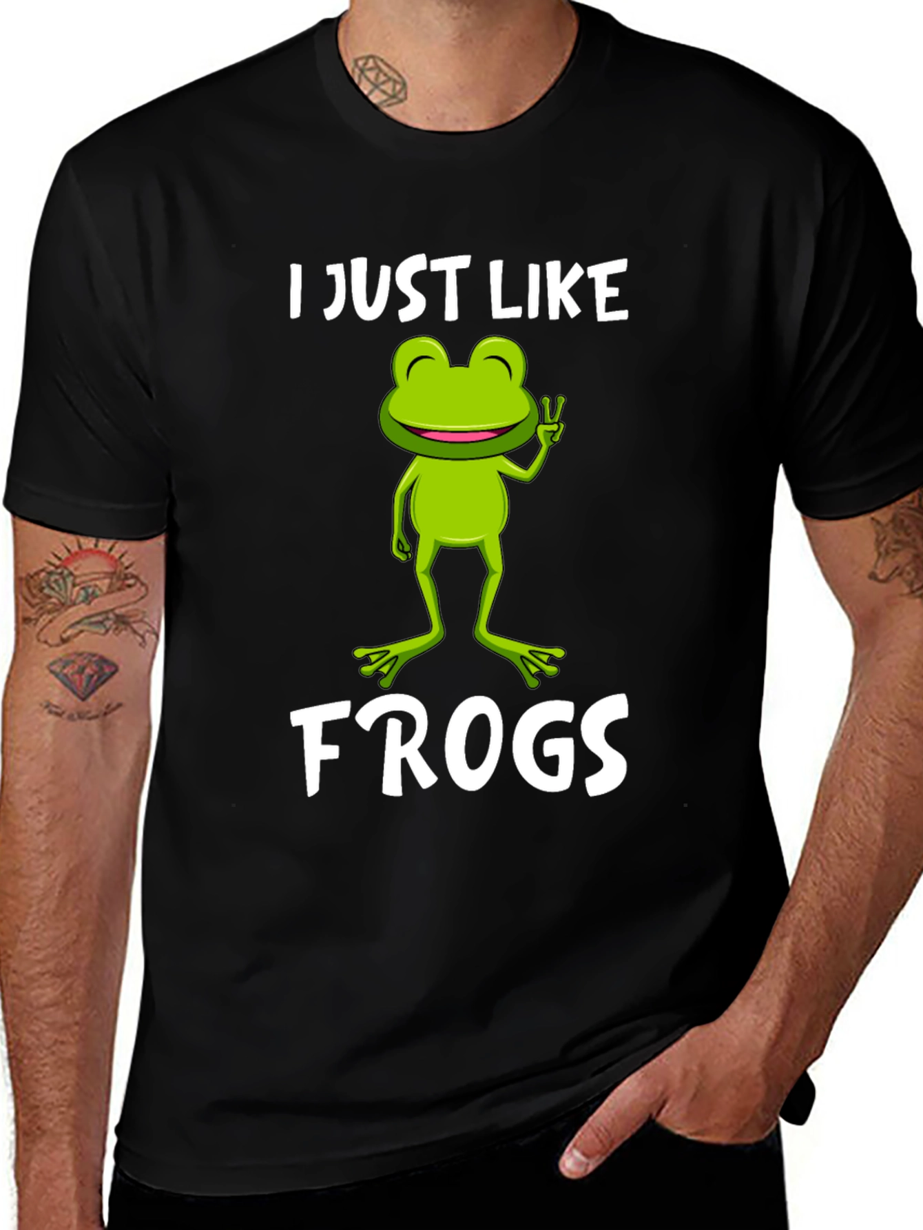 Black Funny Frog Lover T-Shirt - I Just Like Frogs Tee main image