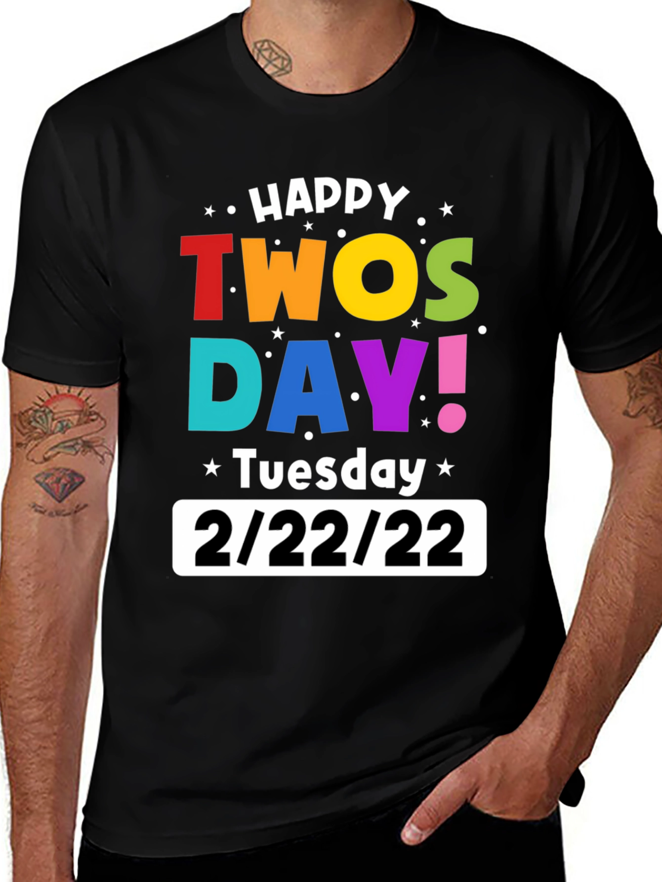 Happy Twosday 2/22/22 Black Graphic T-Shirt