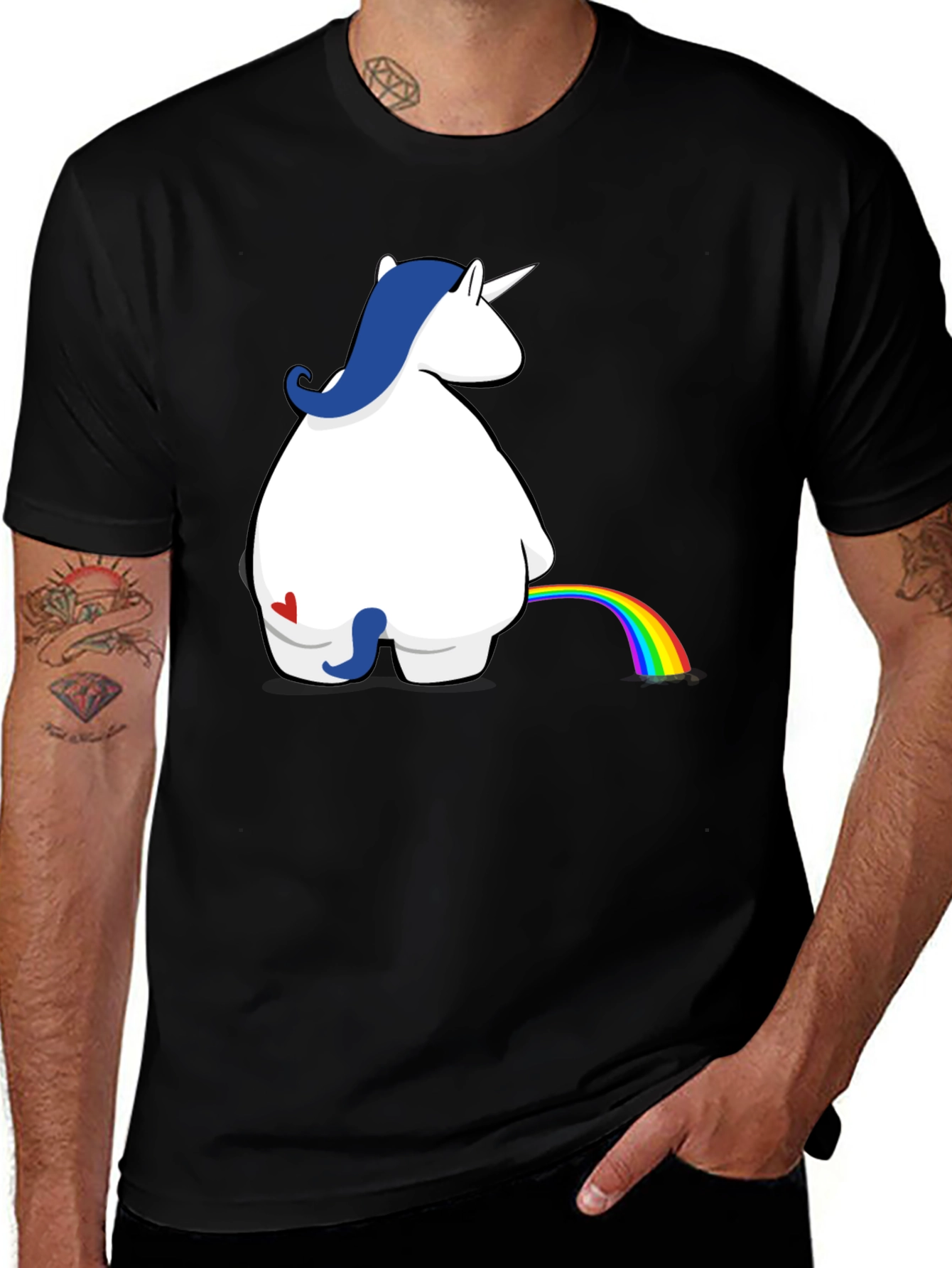 Variant 23 of Funny Unicorn Rainbow Fart Black T-Shirt