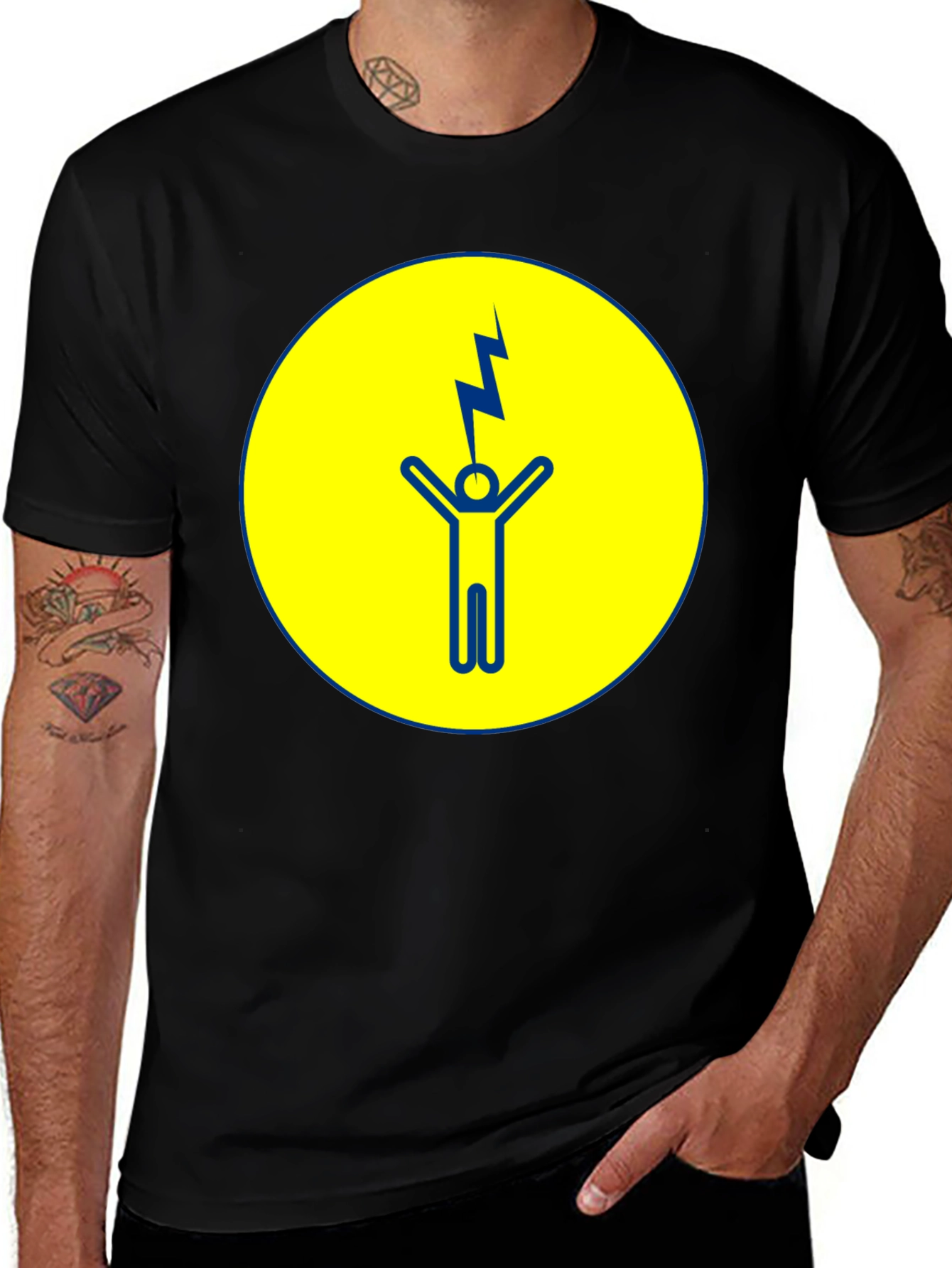 Variant 17 of Electric Strike T-Shirt - Mens Black Graphic Tee