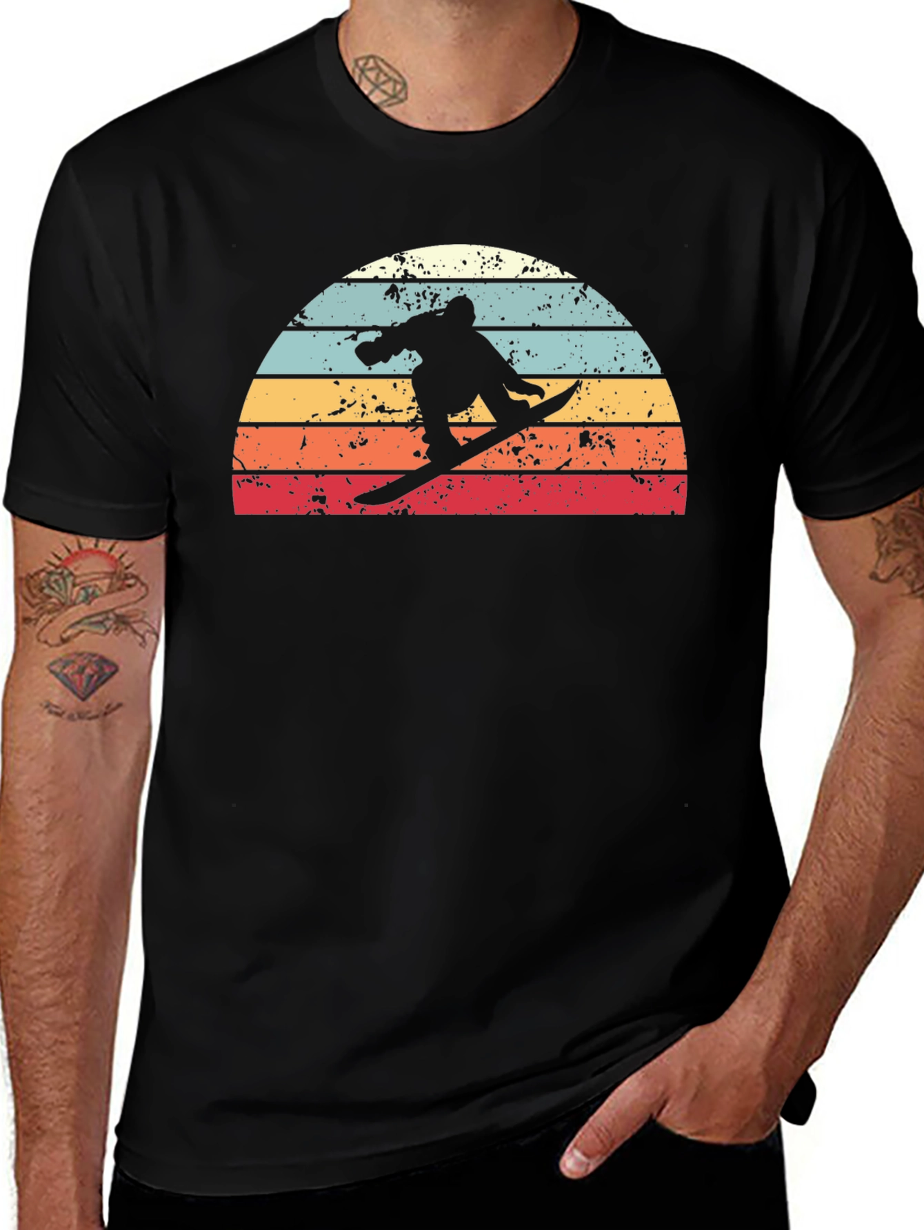 Retro Snowboarder T-Shirt - Vintage Sunset Design