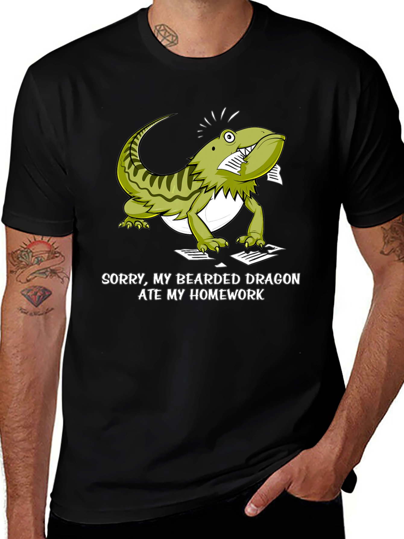 Variant 28 of Bearded Dragon Ate My Homework Funny T-Shirt
