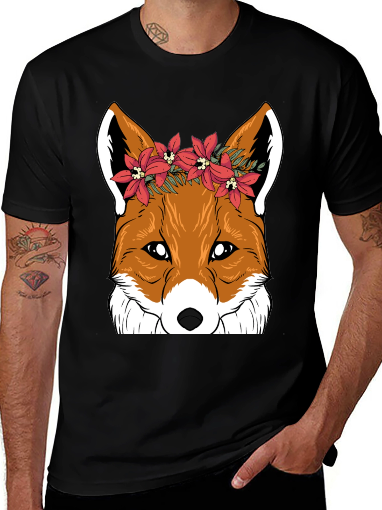 Variant 13 of Fox Floral Crown Graphic Tee - Unisex